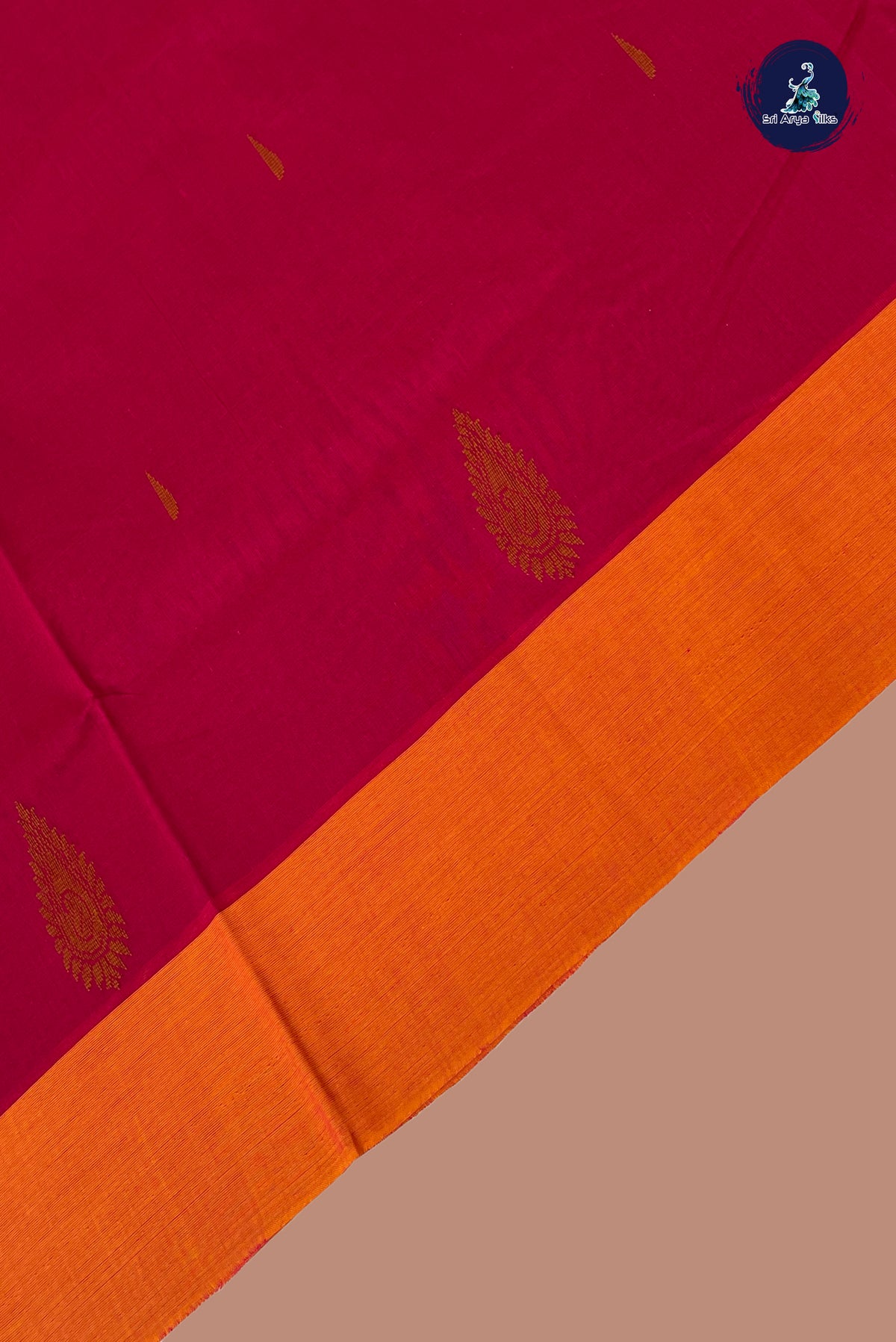 Reddish Pink Kanchi Cotton Saree With Buttas Pattern