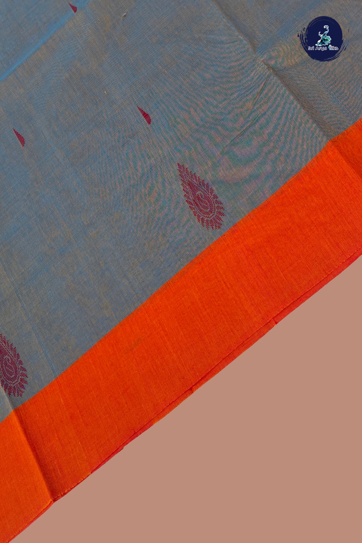 Bluish Grey Kanchi Cotton Saree With Buttas Pattern