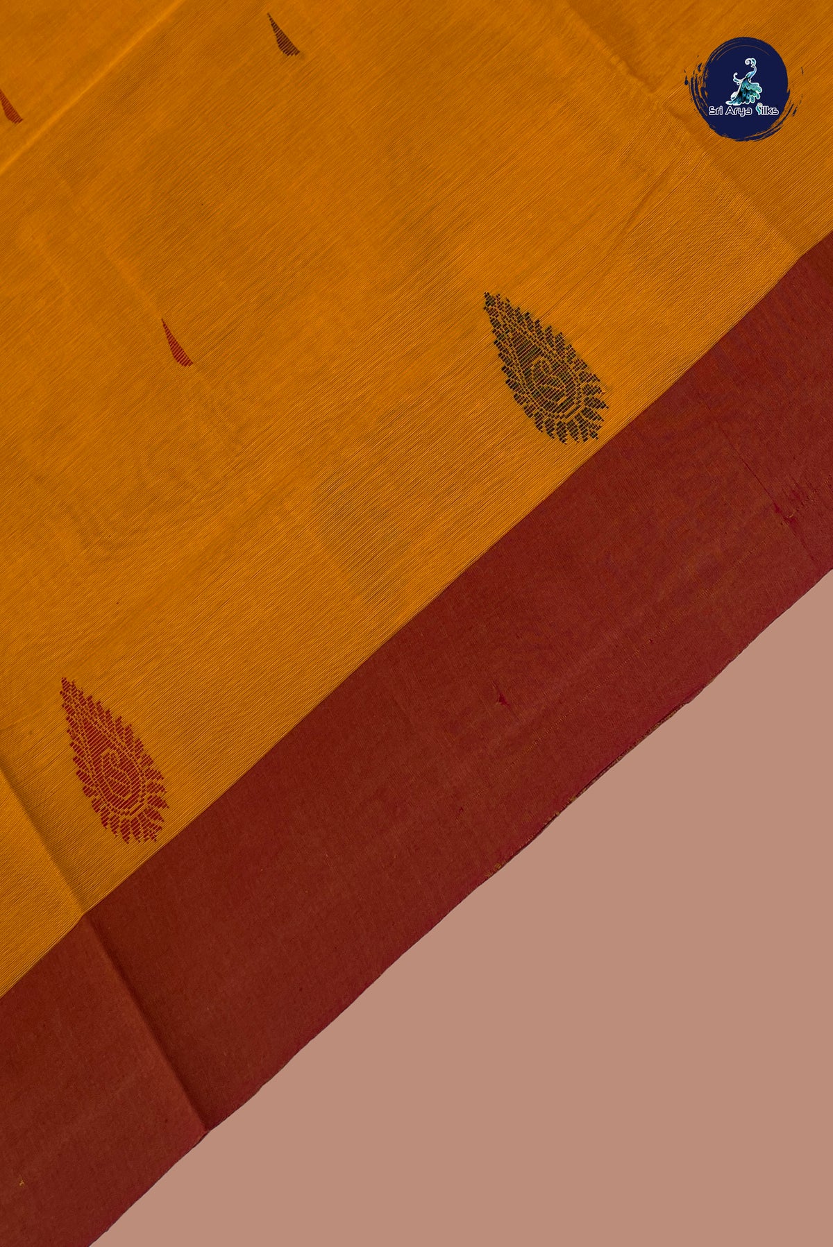 Mustard Kanchi Cotton Saree With Buttas Pattern