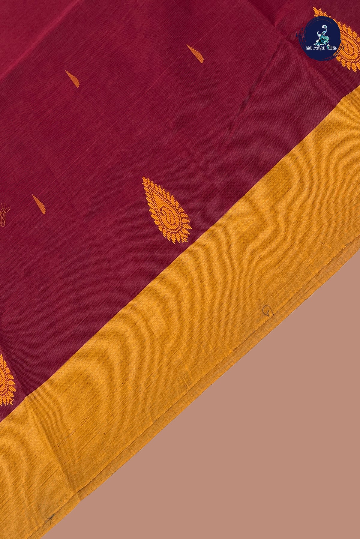 Maroon Kanchi Cotton Saree With Buttas Pattern