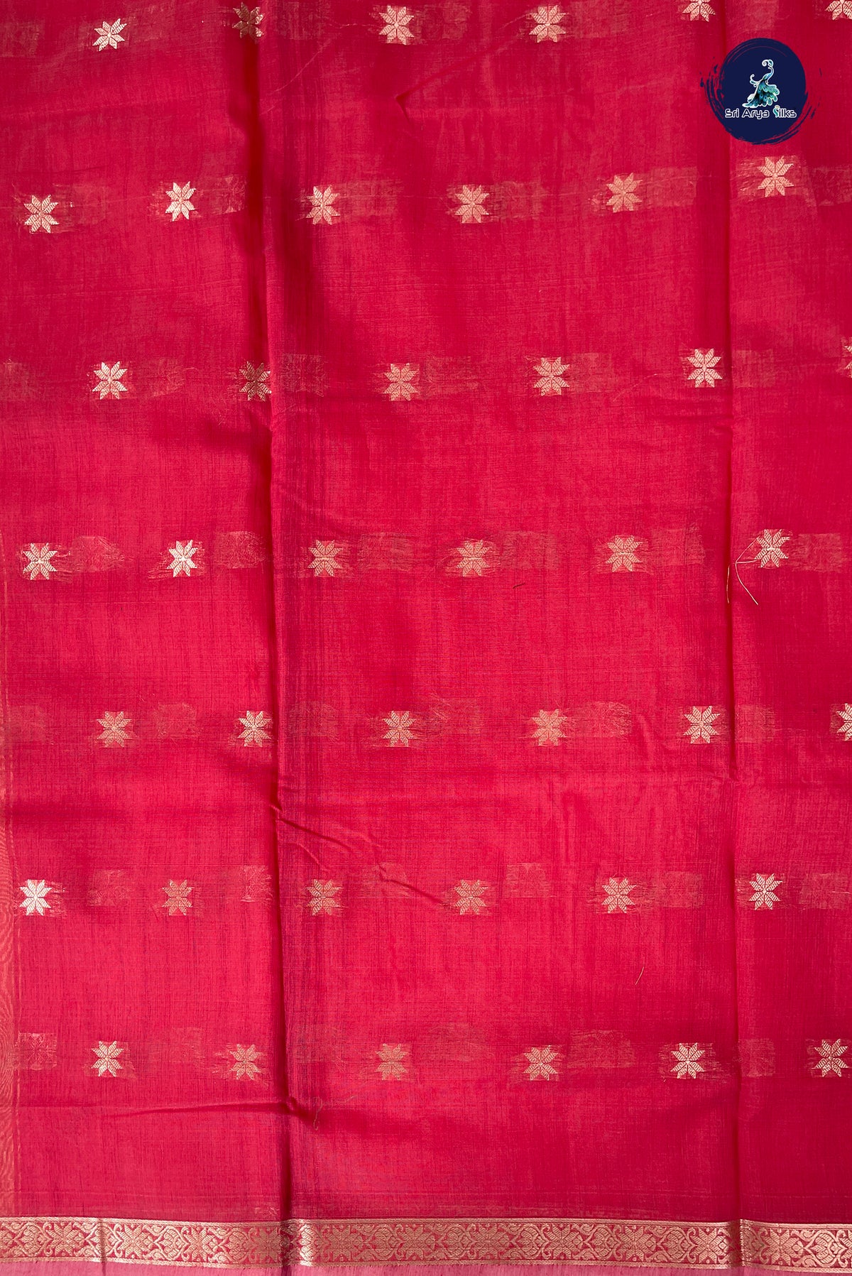 Peach Maheswari Silk Cotton Sarees With Zari Buttas Pattern