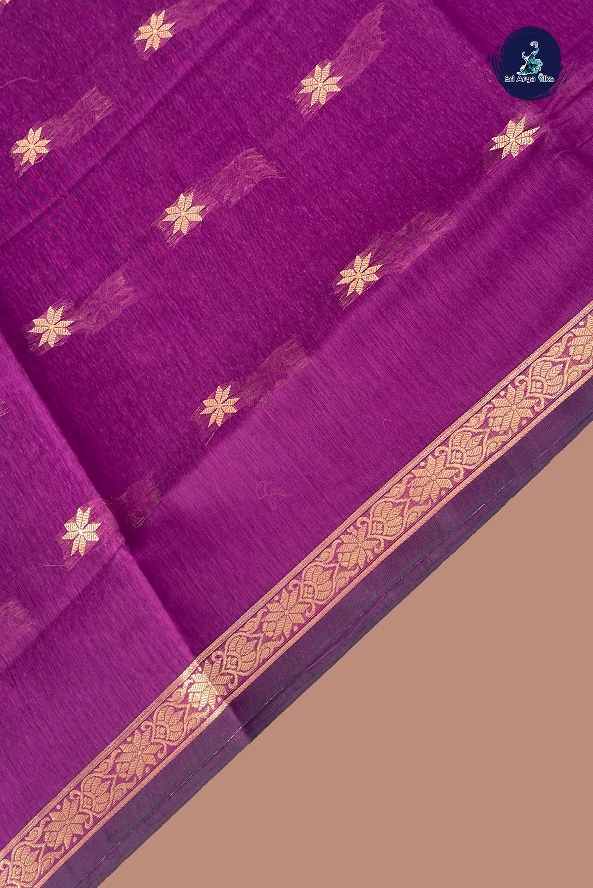 Purple Maheswari Silk Cotton Sarees With Zari Buttas Pattern