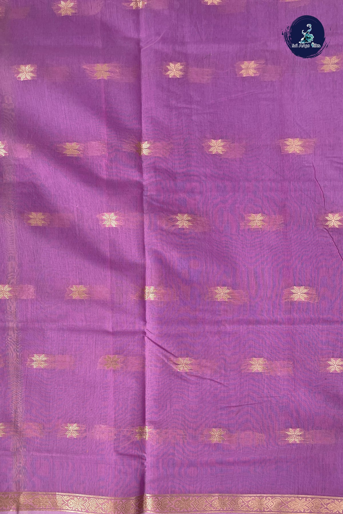 Light Blue Maheswari Silk Cotton Sarees With Zari Buttas Pattern