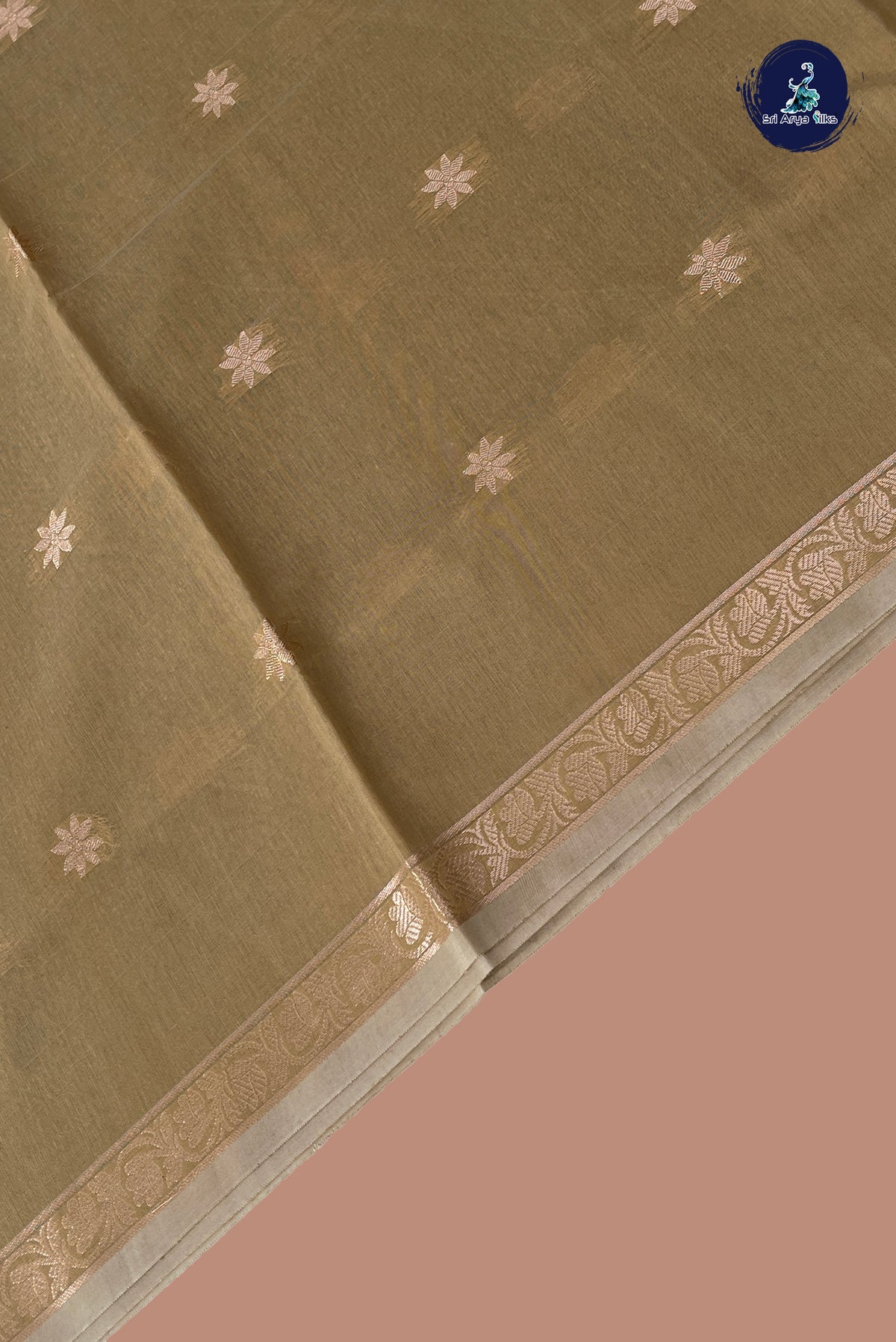 Mustard Maheswari Silk Cotton Sarees With Zari Buttas Pattern