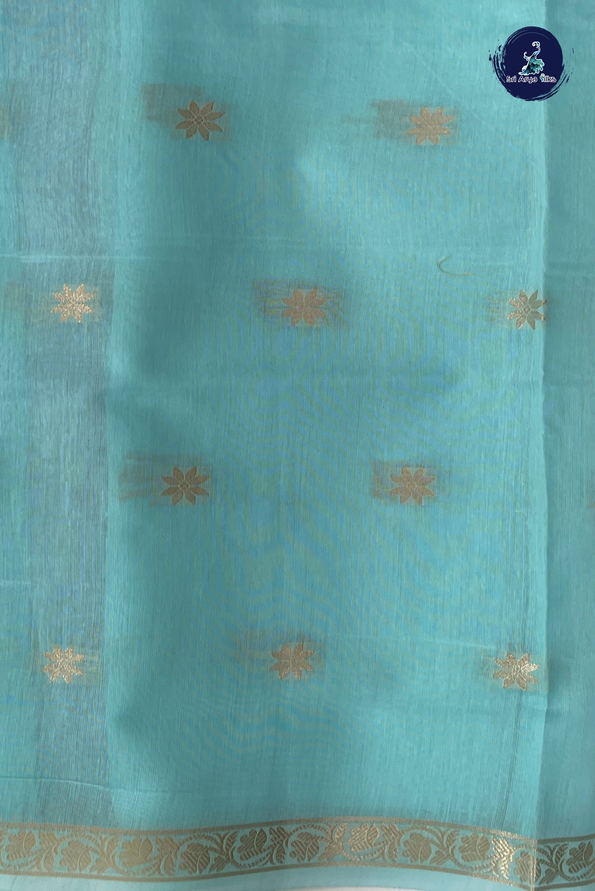 Navy Blue Maheswari Silk Cotton Sarees With Zari Buttas Pattern