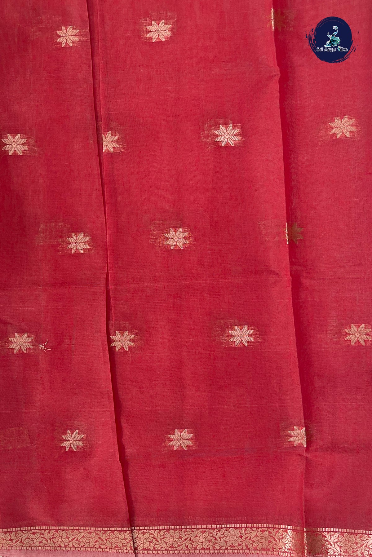 Off White Maheswari Silk Cotton Sarees With Zari Buttas Pattern