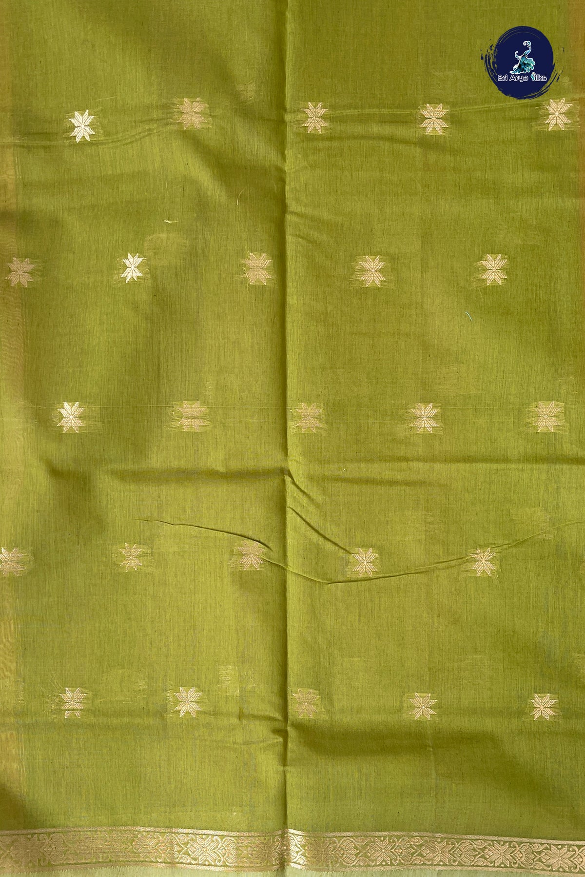 Orange Maheswari Silk Cotton Sarees With Zari Buttas Pattern