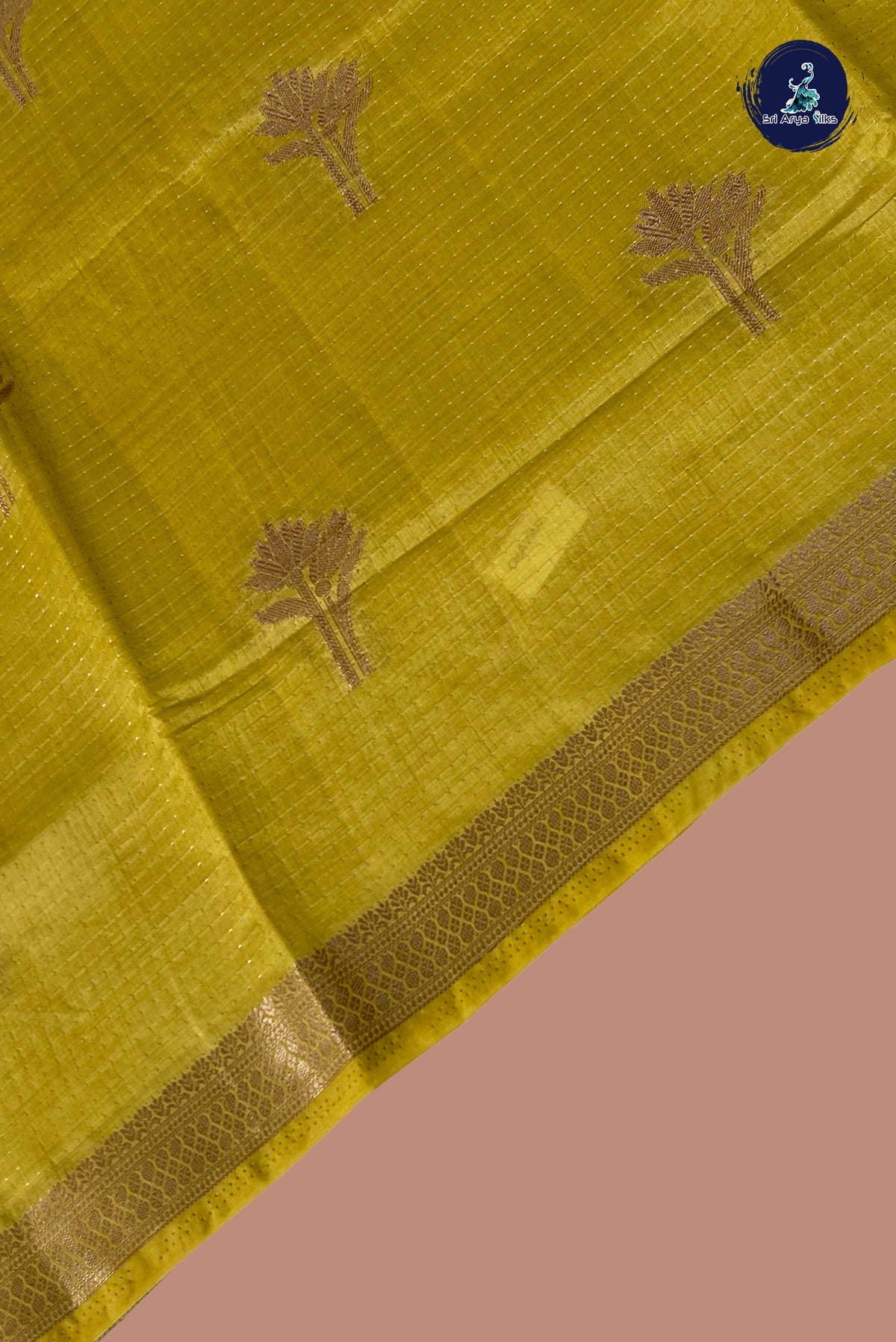 Yellow Semi Tussar Saree With Zari Woven Pattern
