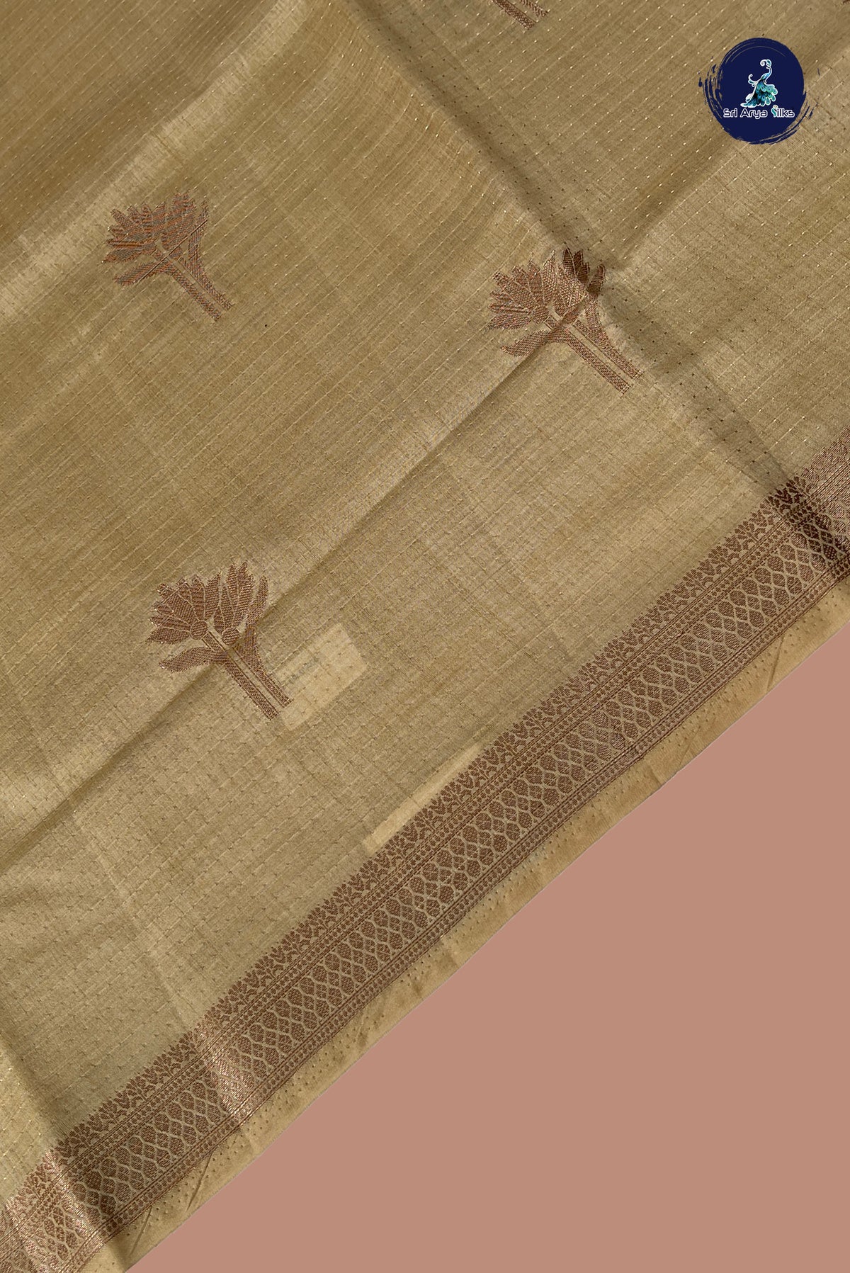 Beige Semi Tussar Saree With Zari Woven Pattern