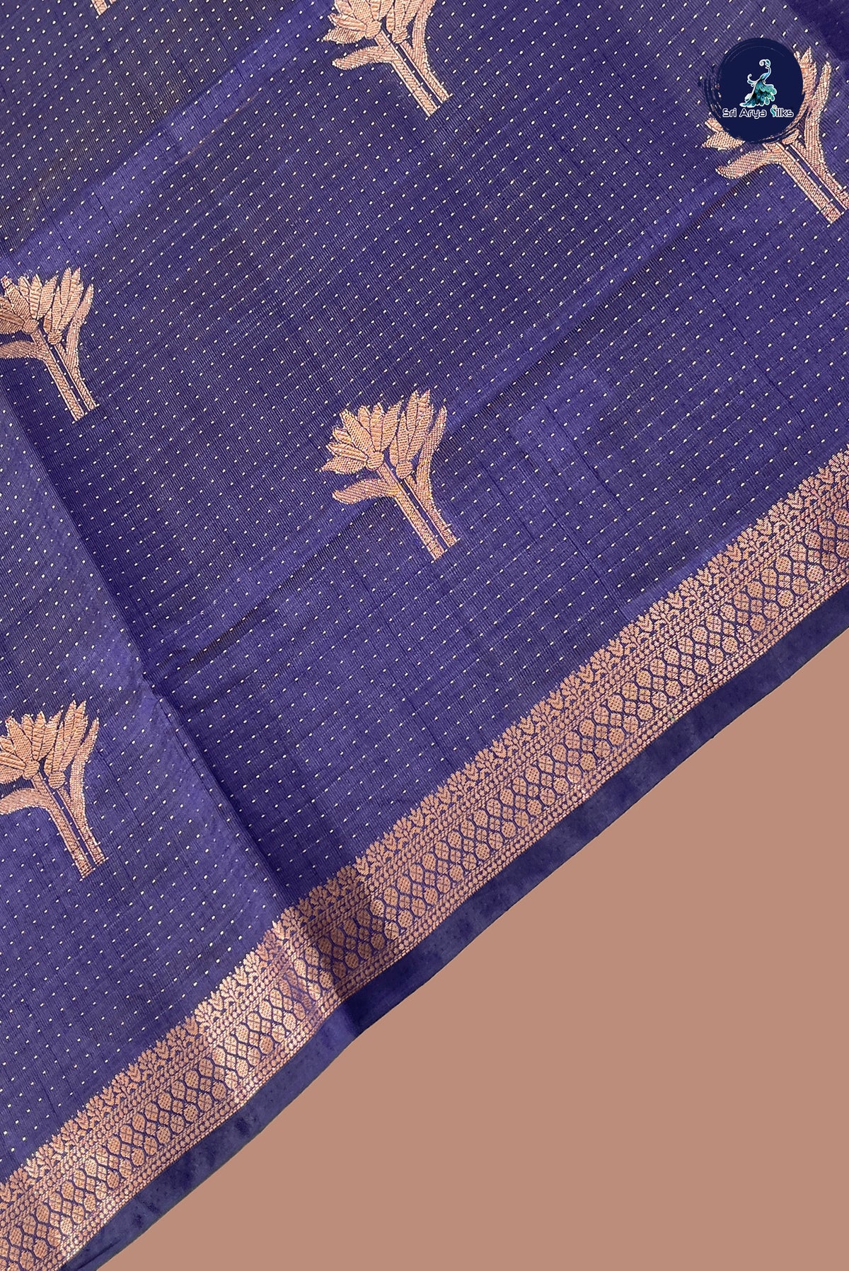Dark Blue Semi Tussar Saree With Zari Woven Pattern