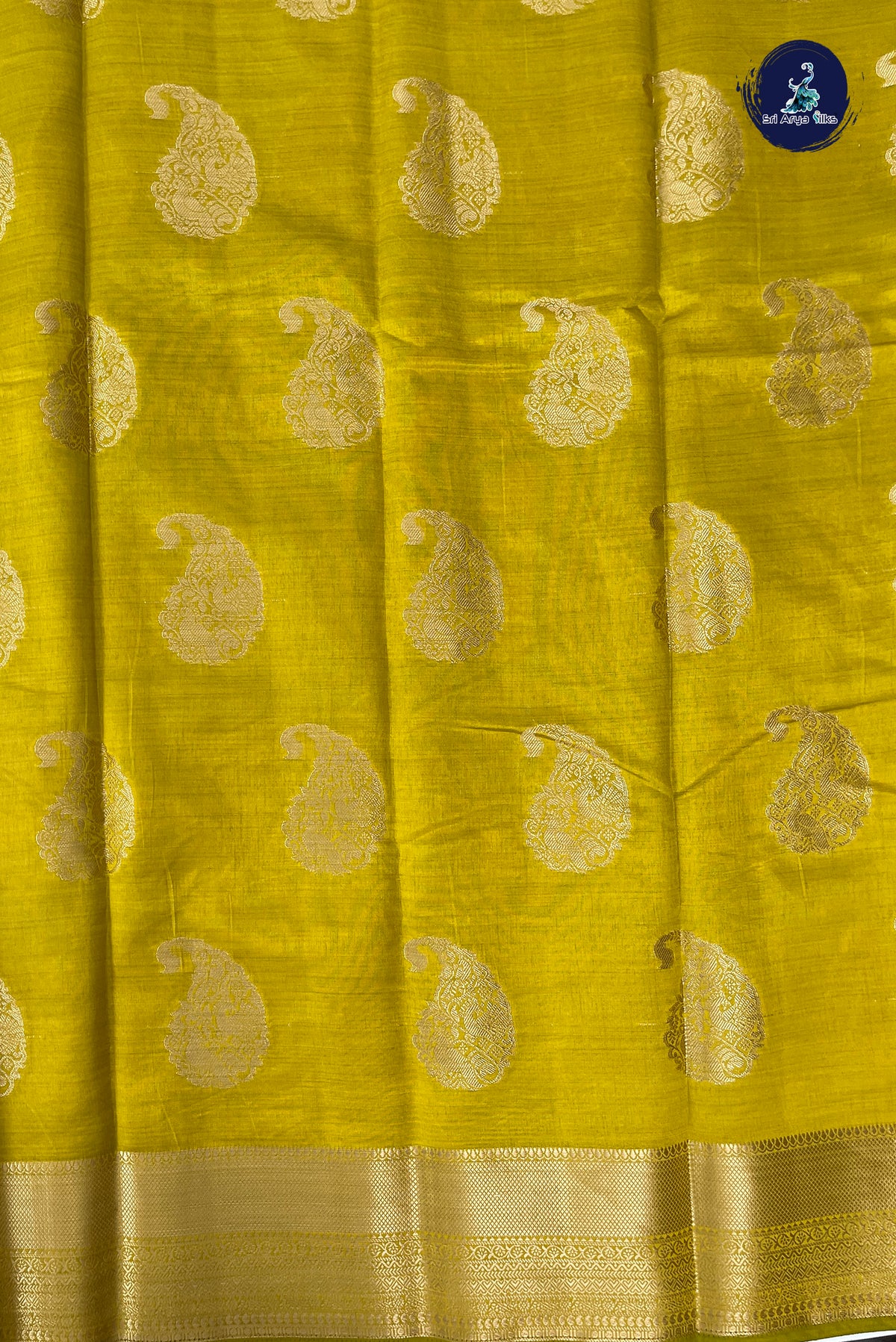Yellow Semi Tussar Saree With Zari Buttas Pattern