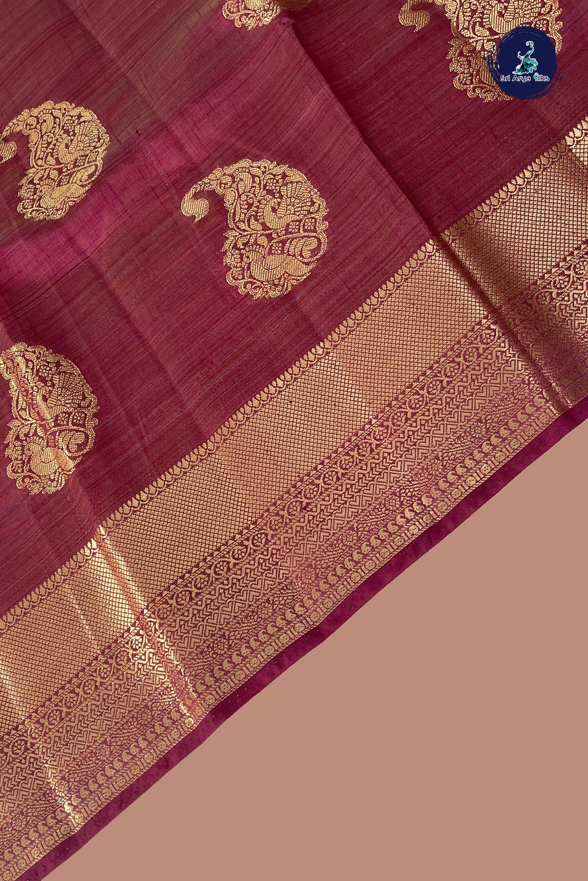 Snuf Semi Tussar Saree With Zari Buttas Pattern