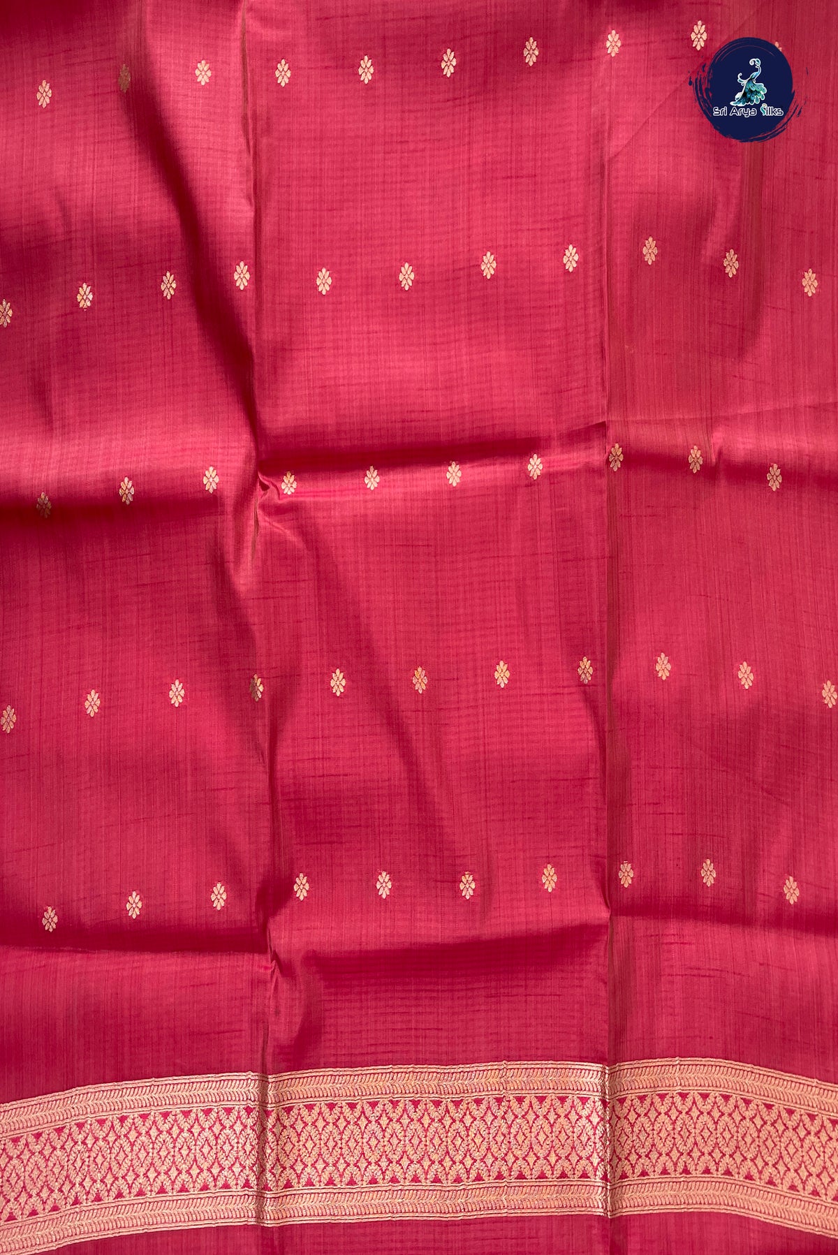 Pink Semi Tussar Saree With Zari Buttas Pattern