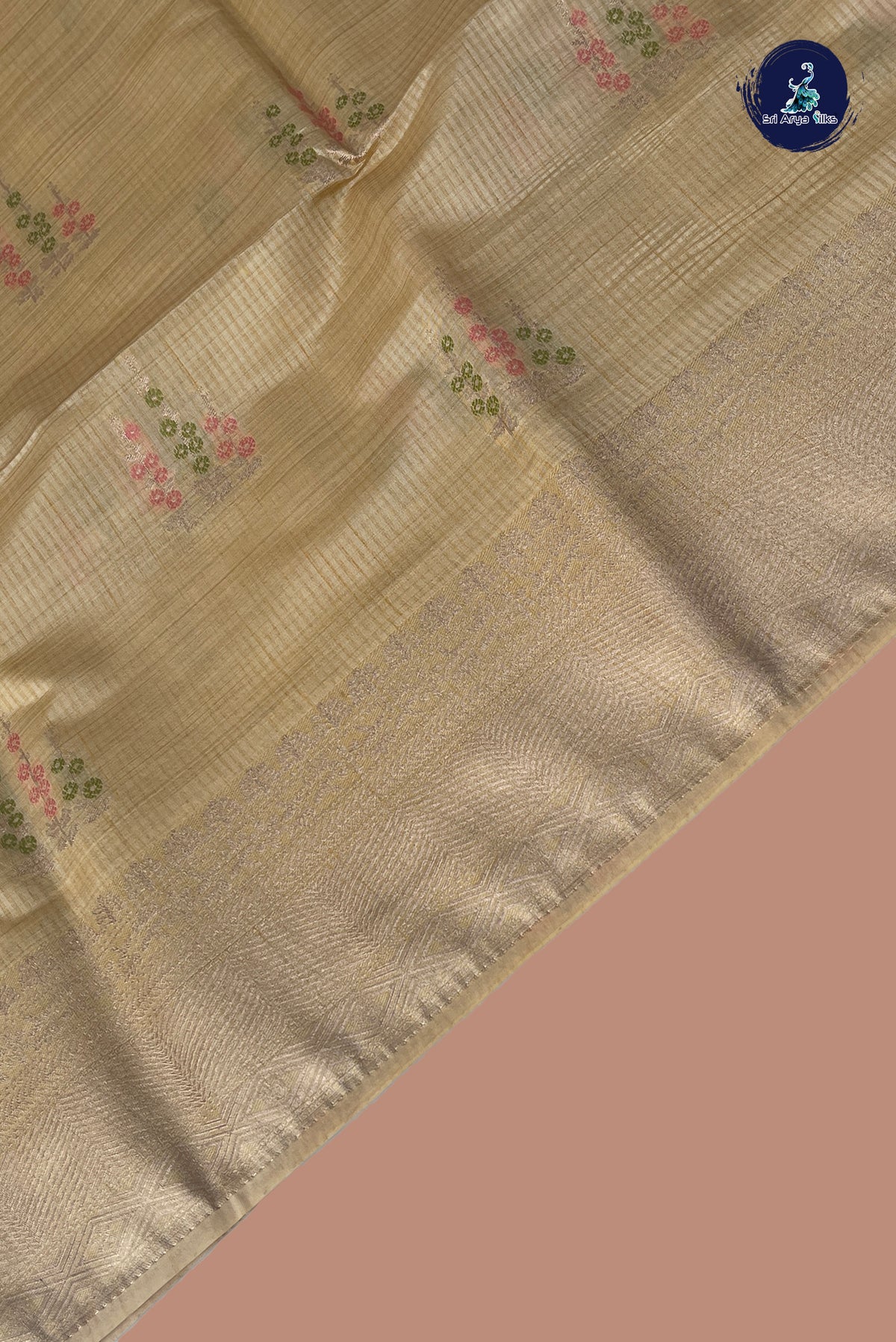 Cream Semi Tussar Saree With Zari Buttas Pattern