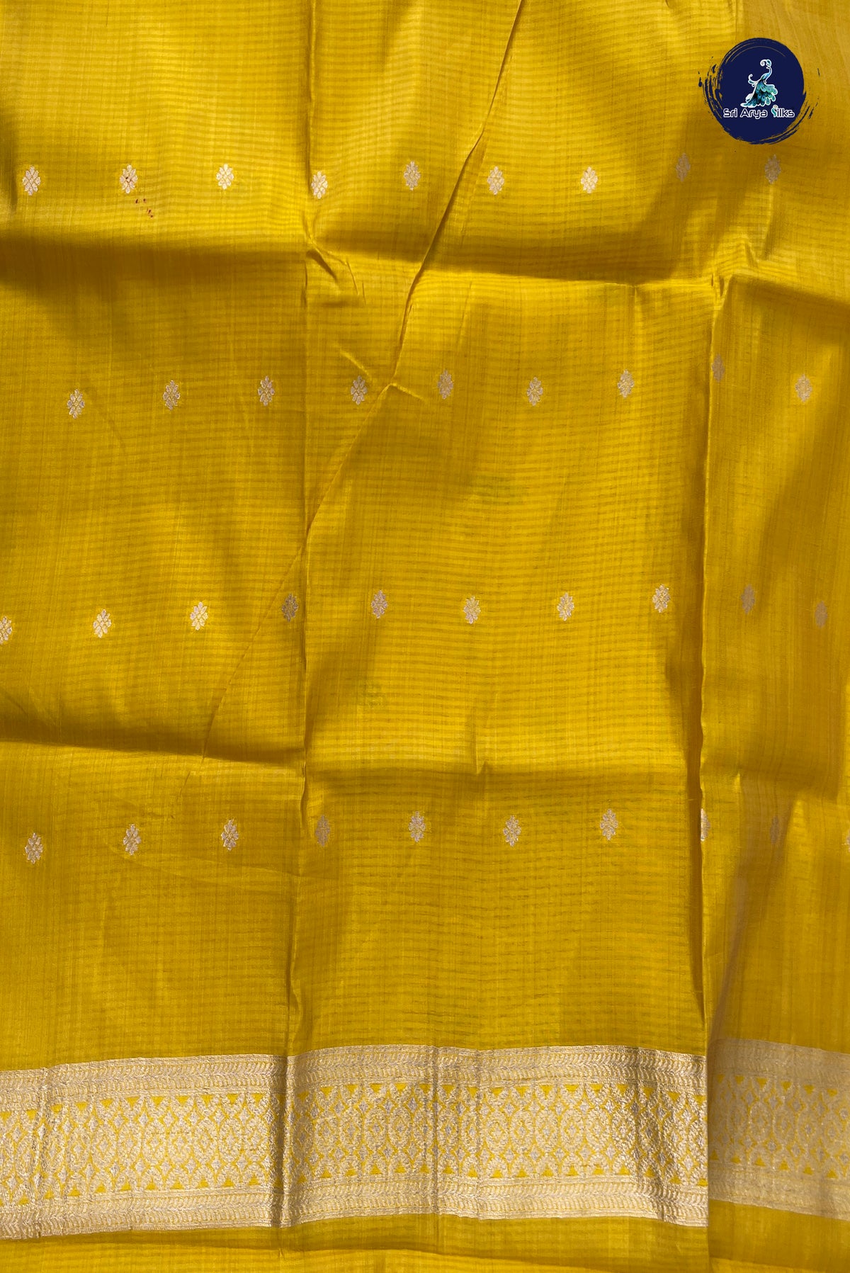 Yellow Semi Tussar Saree With Zari Buttas Pattern