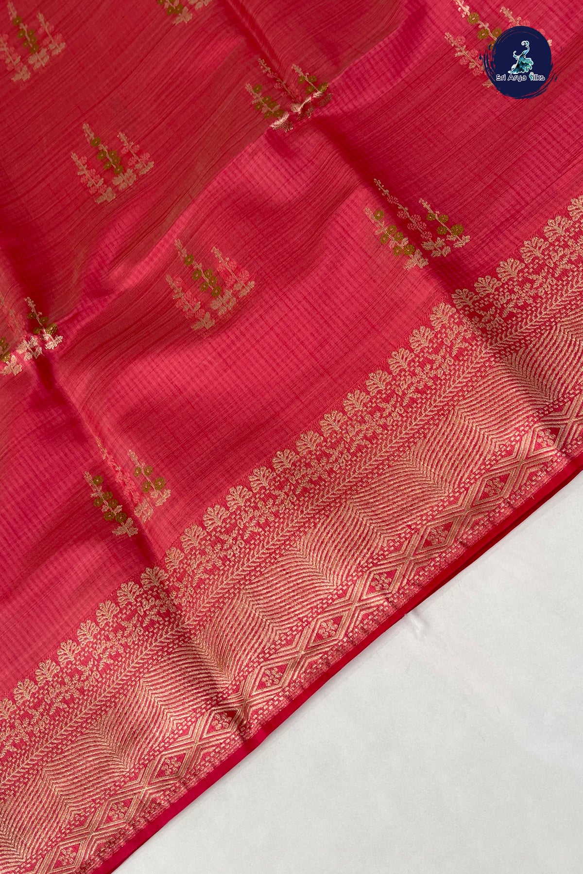 Pink Semi Tussar Saree With Zari Buttas Pattern