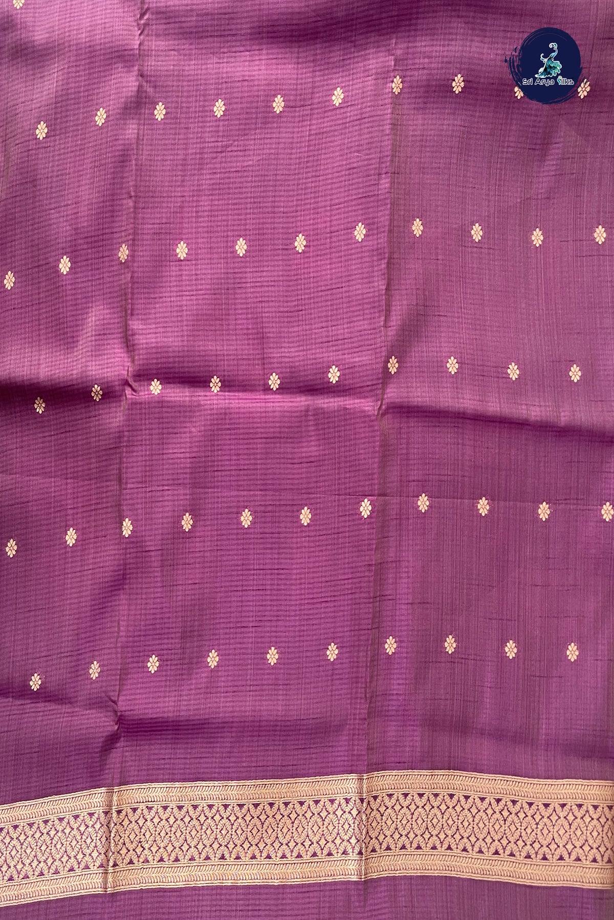 Purple Semi Tussar Saree With Zari Buttas Pattern