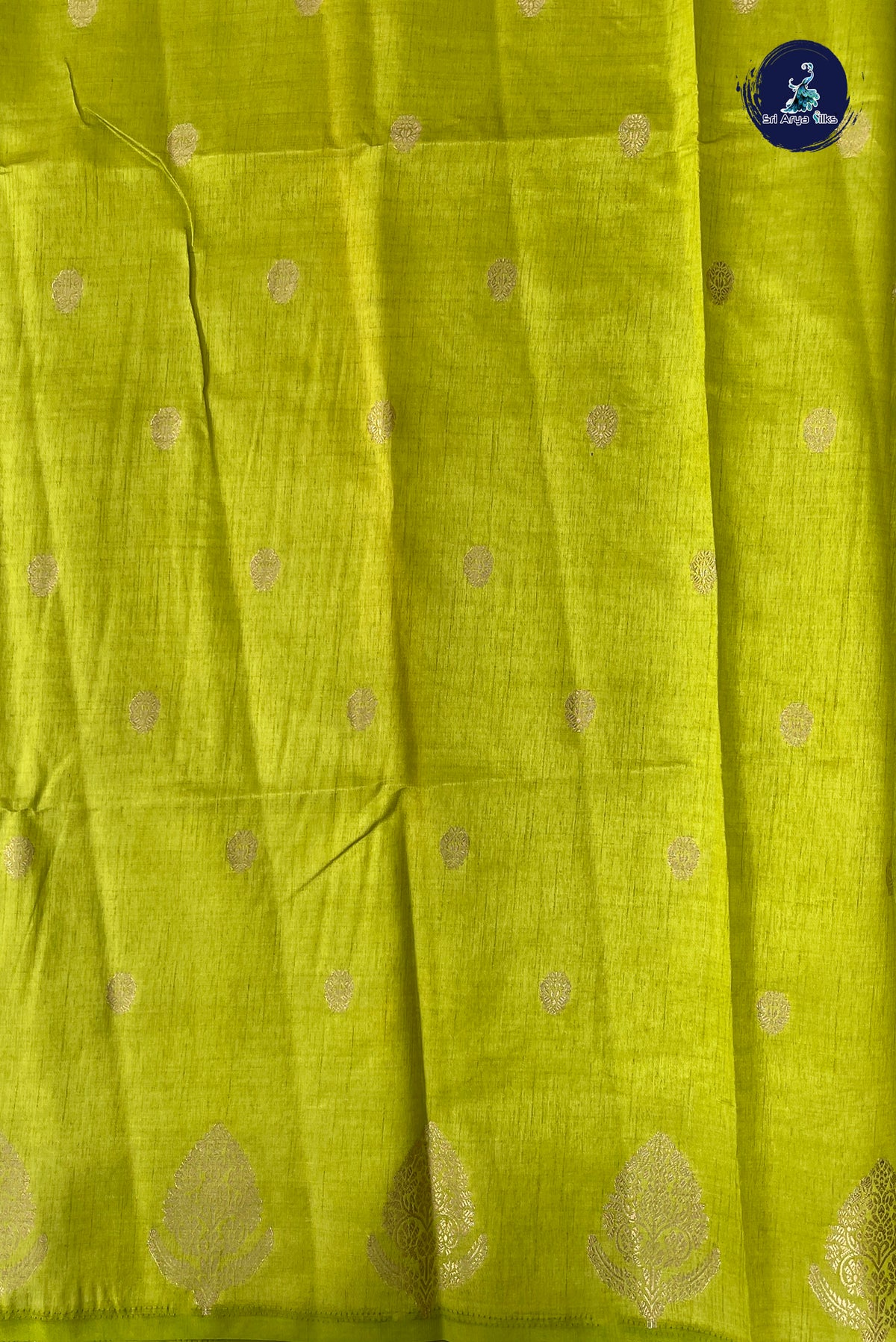 Light Green Semi Tussar Saree With Zari Buttas Pattern