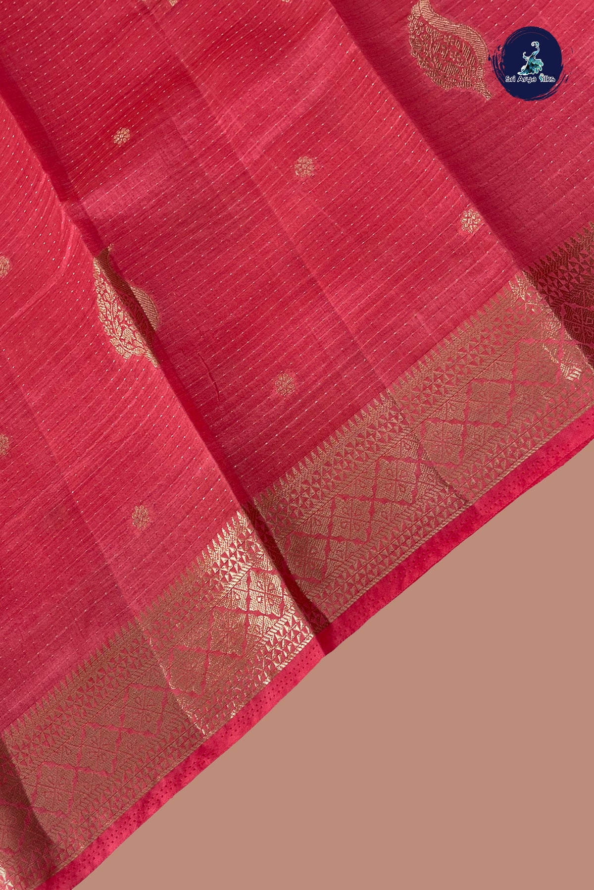 Pink Semi Tussar Saree With Zari Buttas Pattern