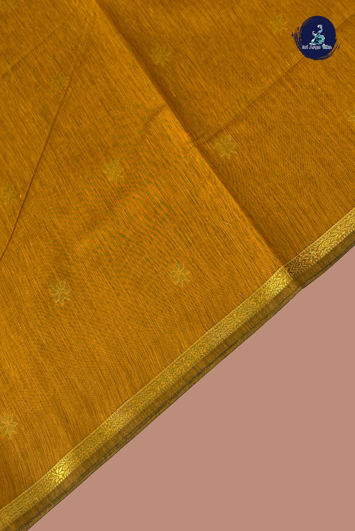 Yellow Maheswari Silk Cotton Saree With Zari Buttas Pattern