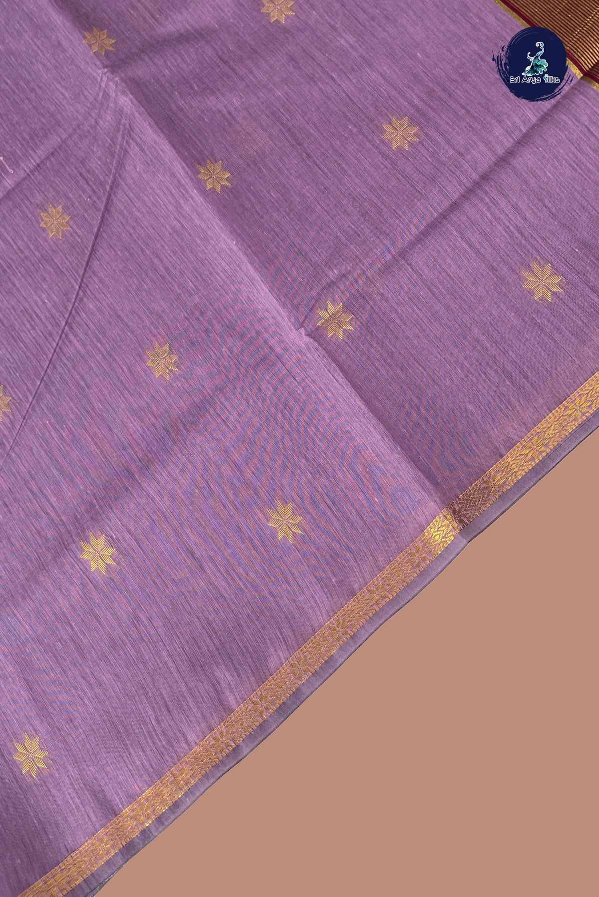 Lavender Maheswari Silk Cotton Saree With Zari Buttas Pattern