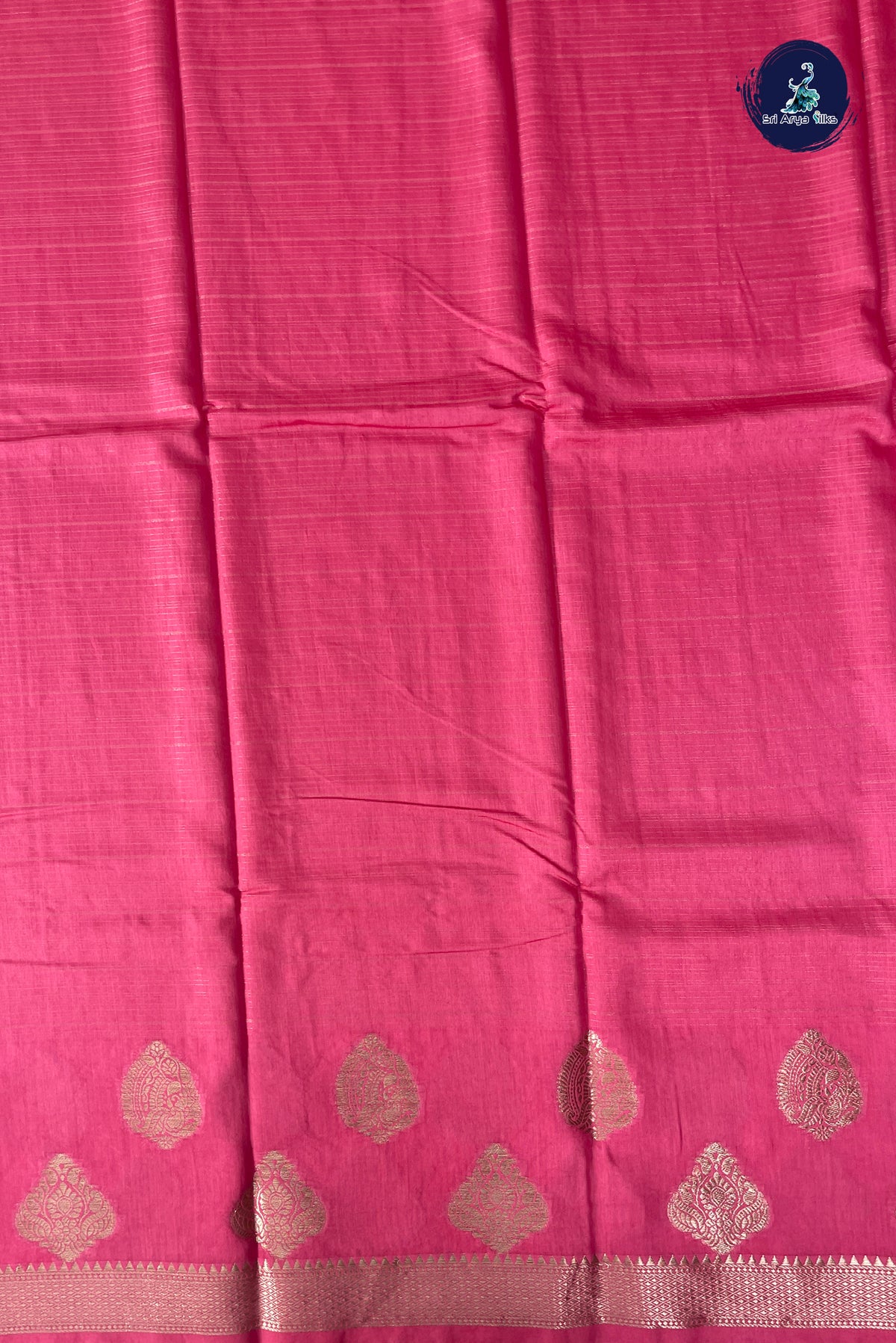 Pink Semi Banarasi Saree With Stripes Pattern