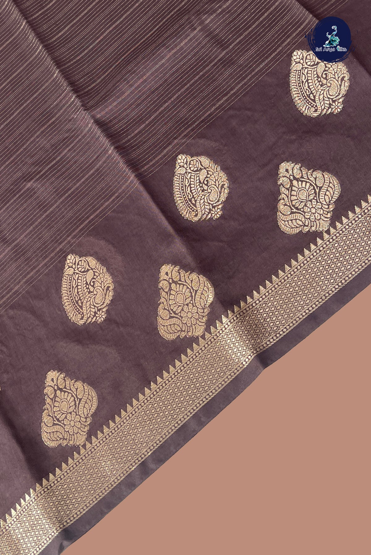 Snuf Semi Banarasi Saree With Stripes Pattern