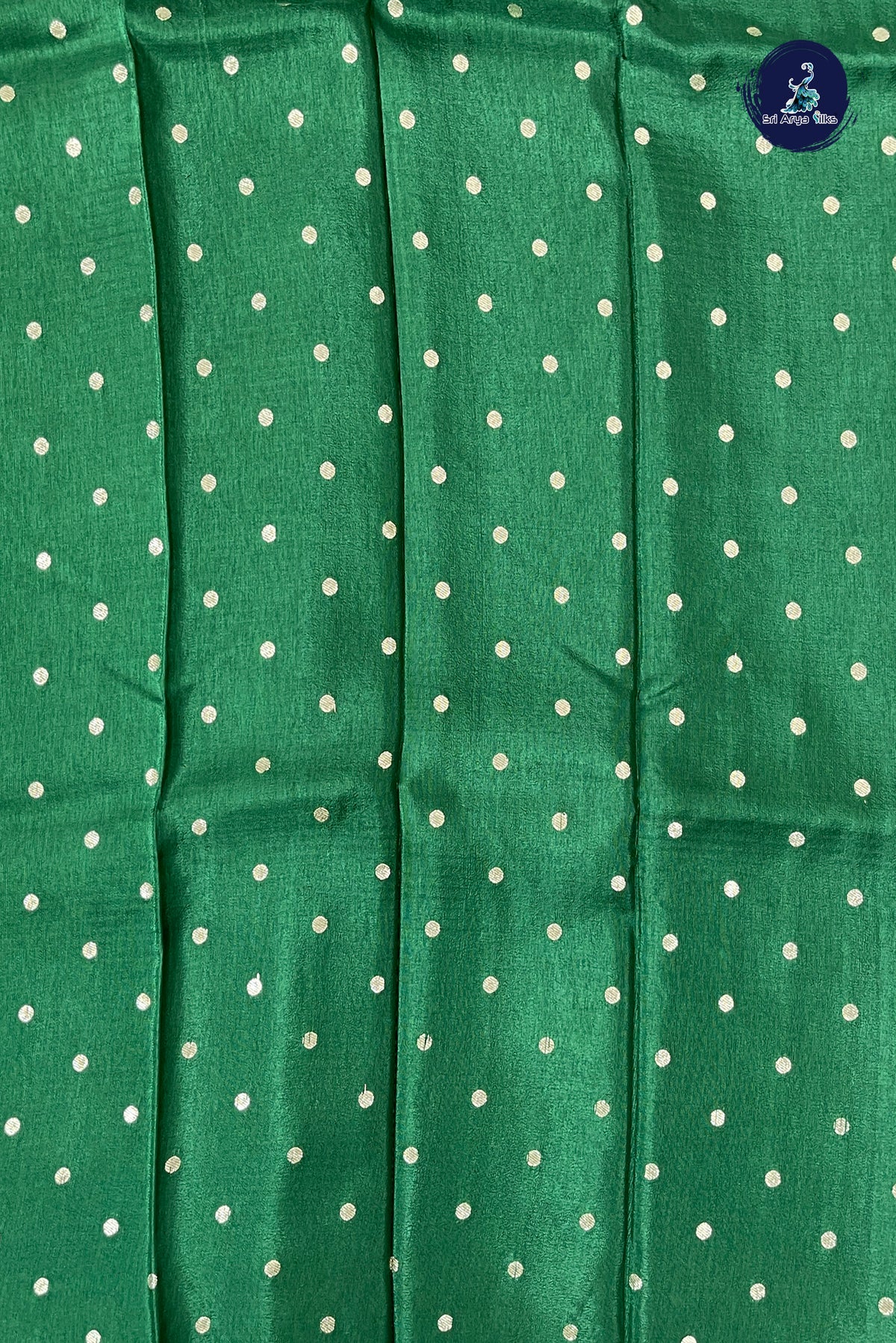 Dark Green Semi Banarasi Saree With Zari Checked Pattern