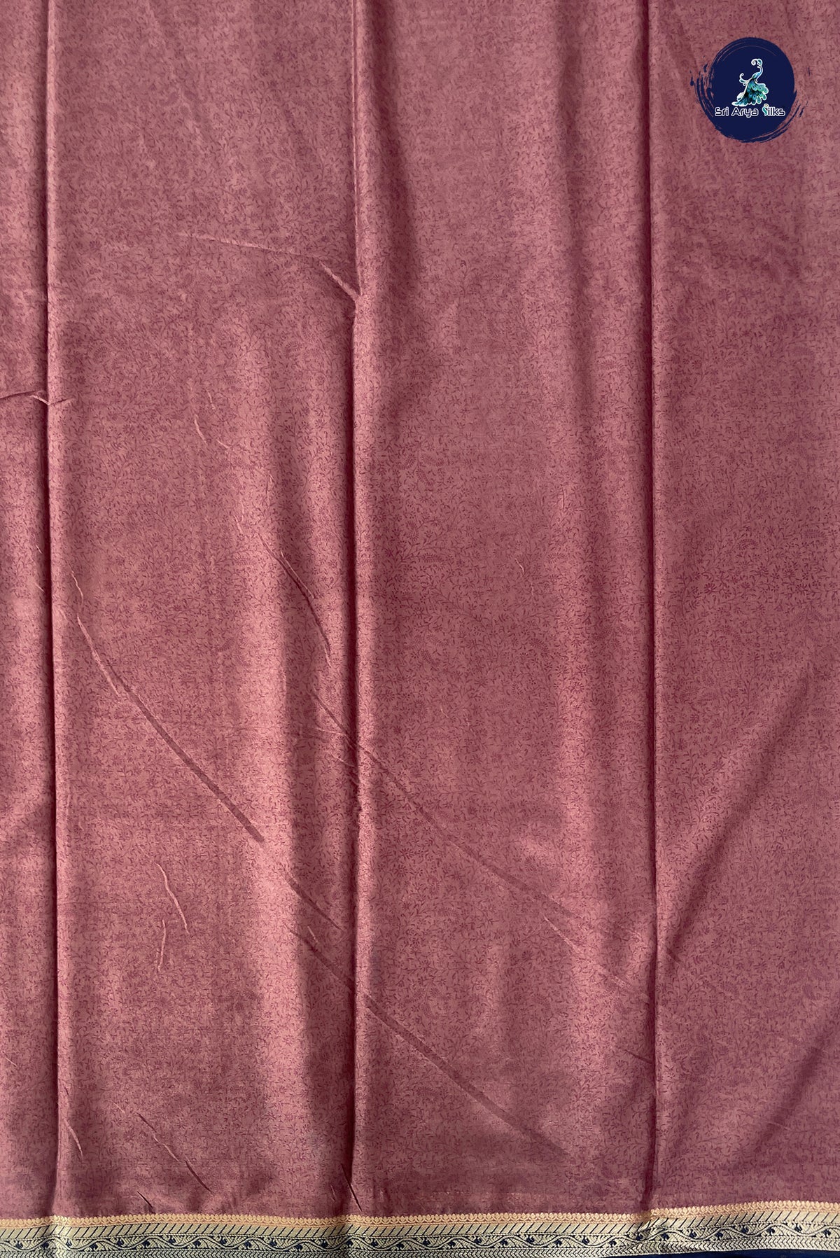 Onion Pink Semi Mysore Silk With Floral Print Pattern