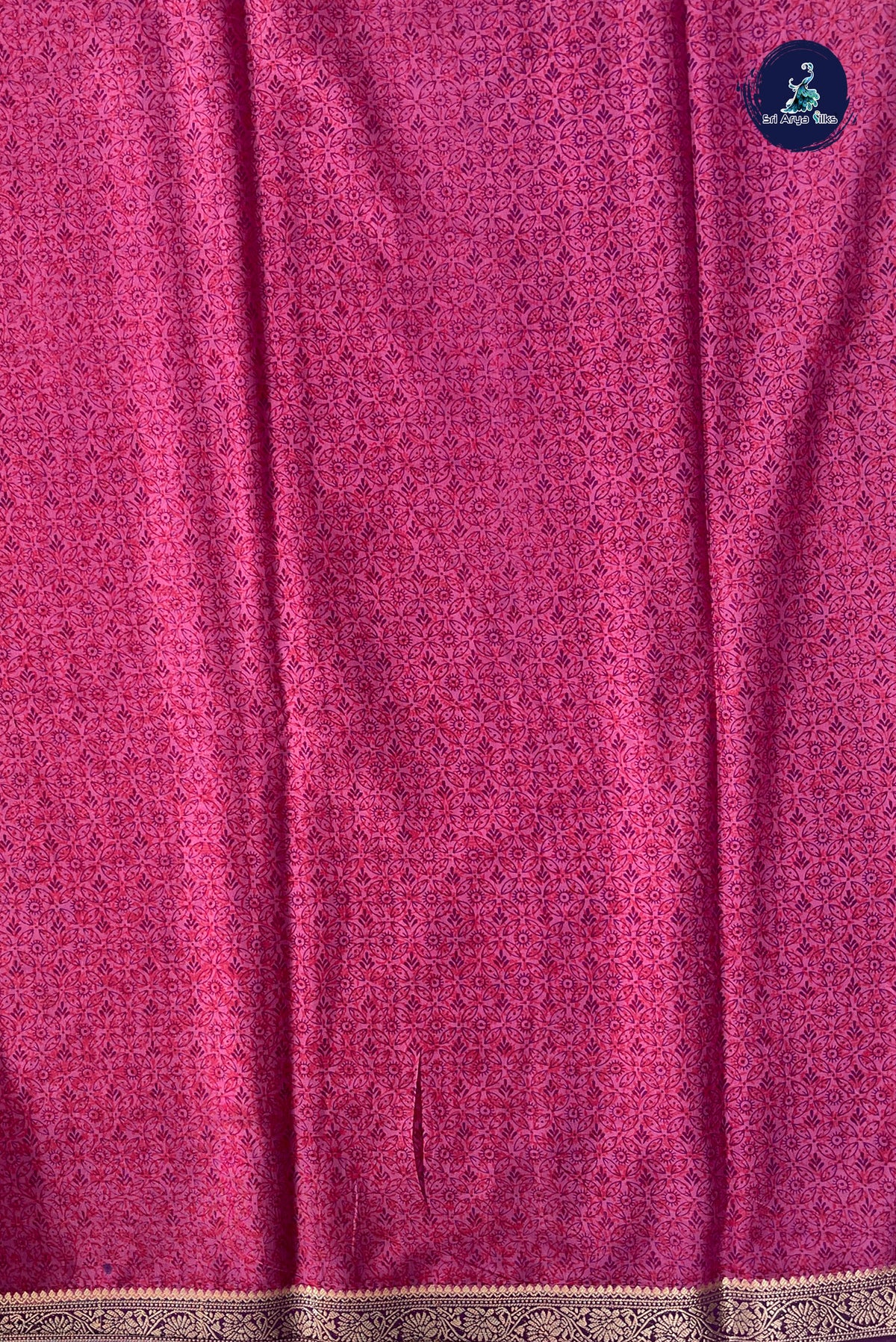 Pink Semi Mysore Silk With Floral Print Pattern