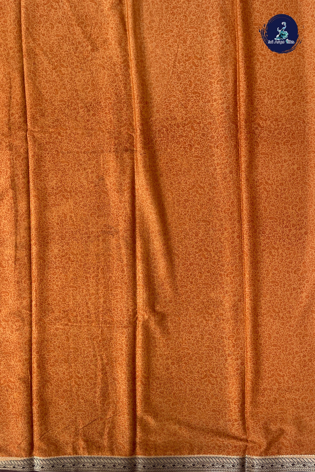 Peach Semi Mysore Silk With Floral Print Pattern