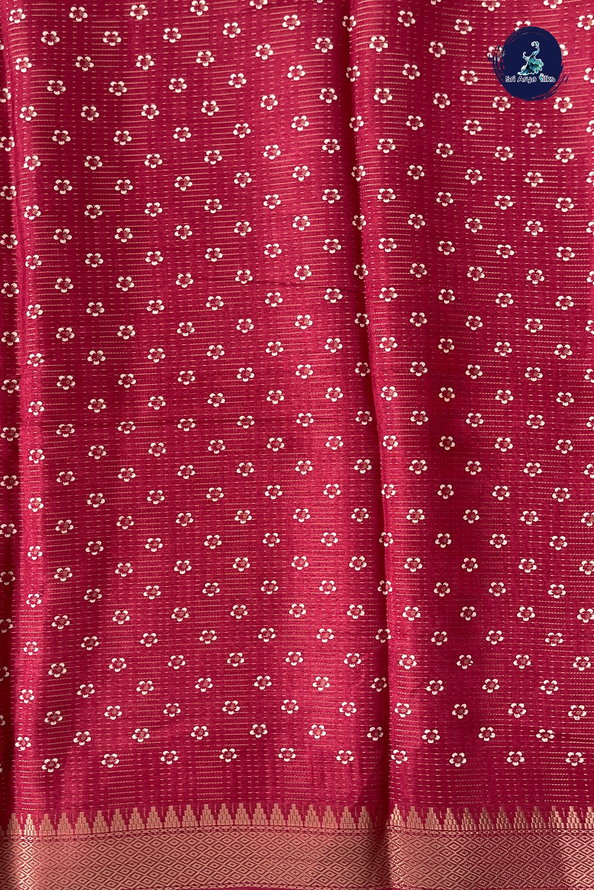 Reddish Pink Semi Crepe Silk Saree With Printed Pattern