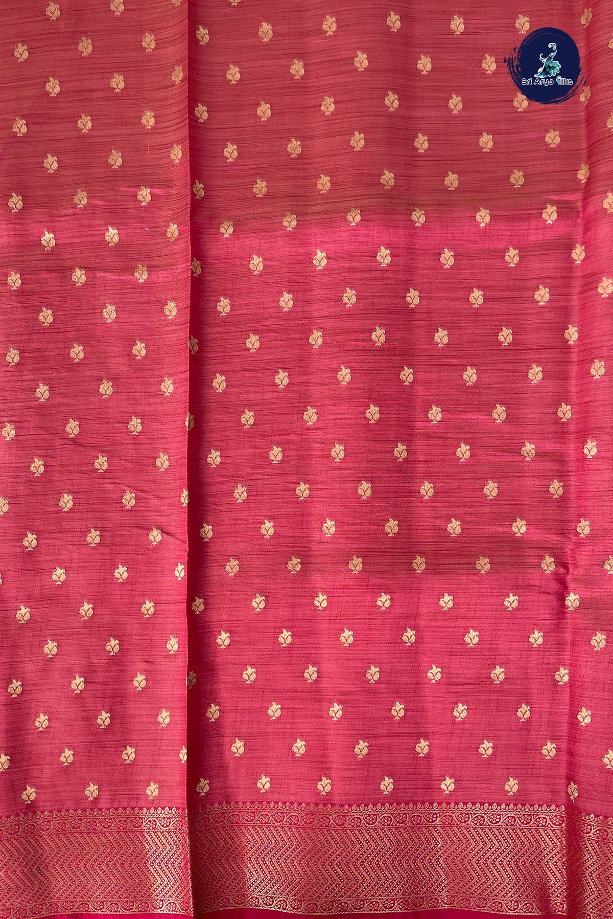 Pink Semi Tussar Saree With Stripes Pattern