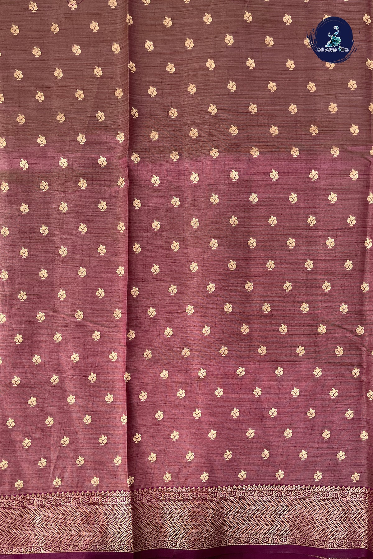 Burgundy Semi Tussar Saree With Stripes Pattern
