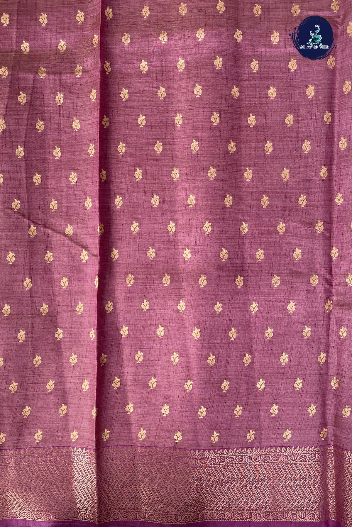 Onion Pink Semi Tussar Saree With Stripes Pattern