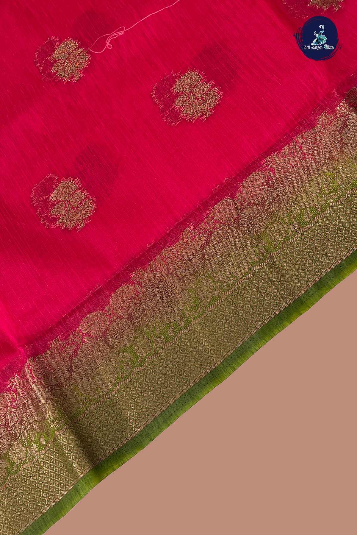 Dark Pink Raw Silk Saree With Zari Buttas Pattern