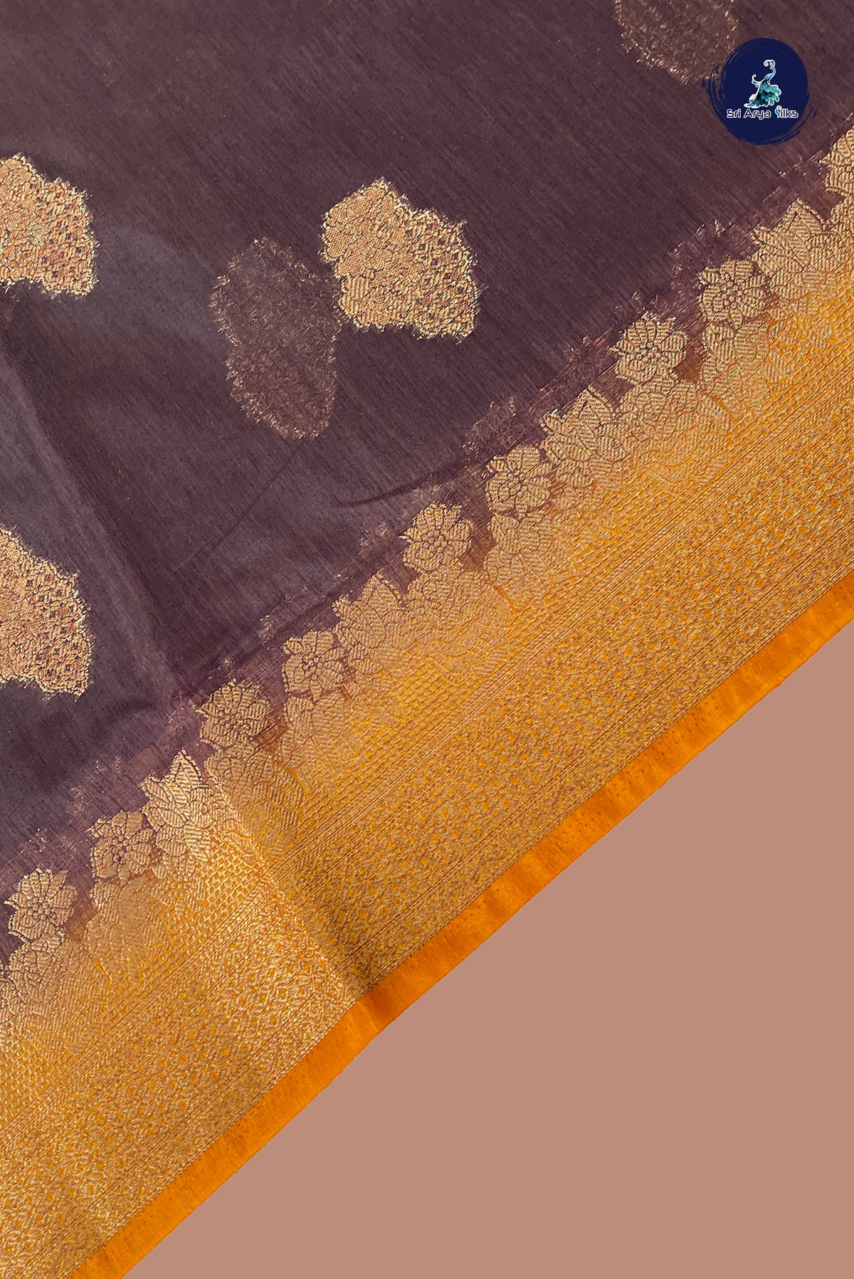 Coffee Brown Raw Silk Saree With Zari Buttas Pattern