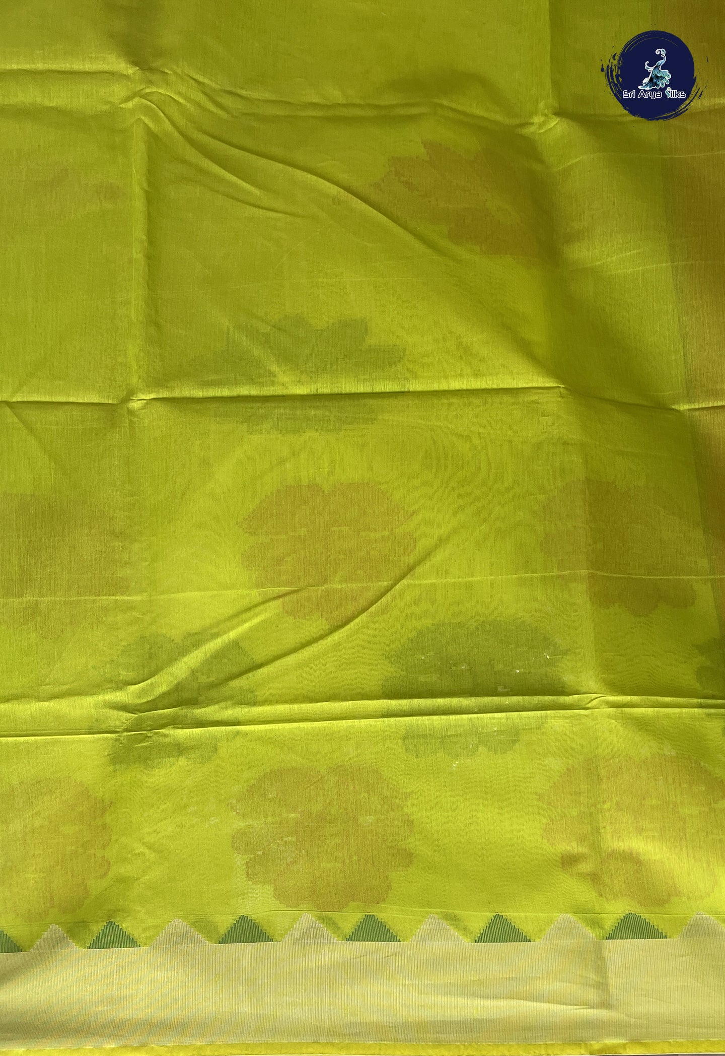 Lime Green Semi Silk Cotton Saree