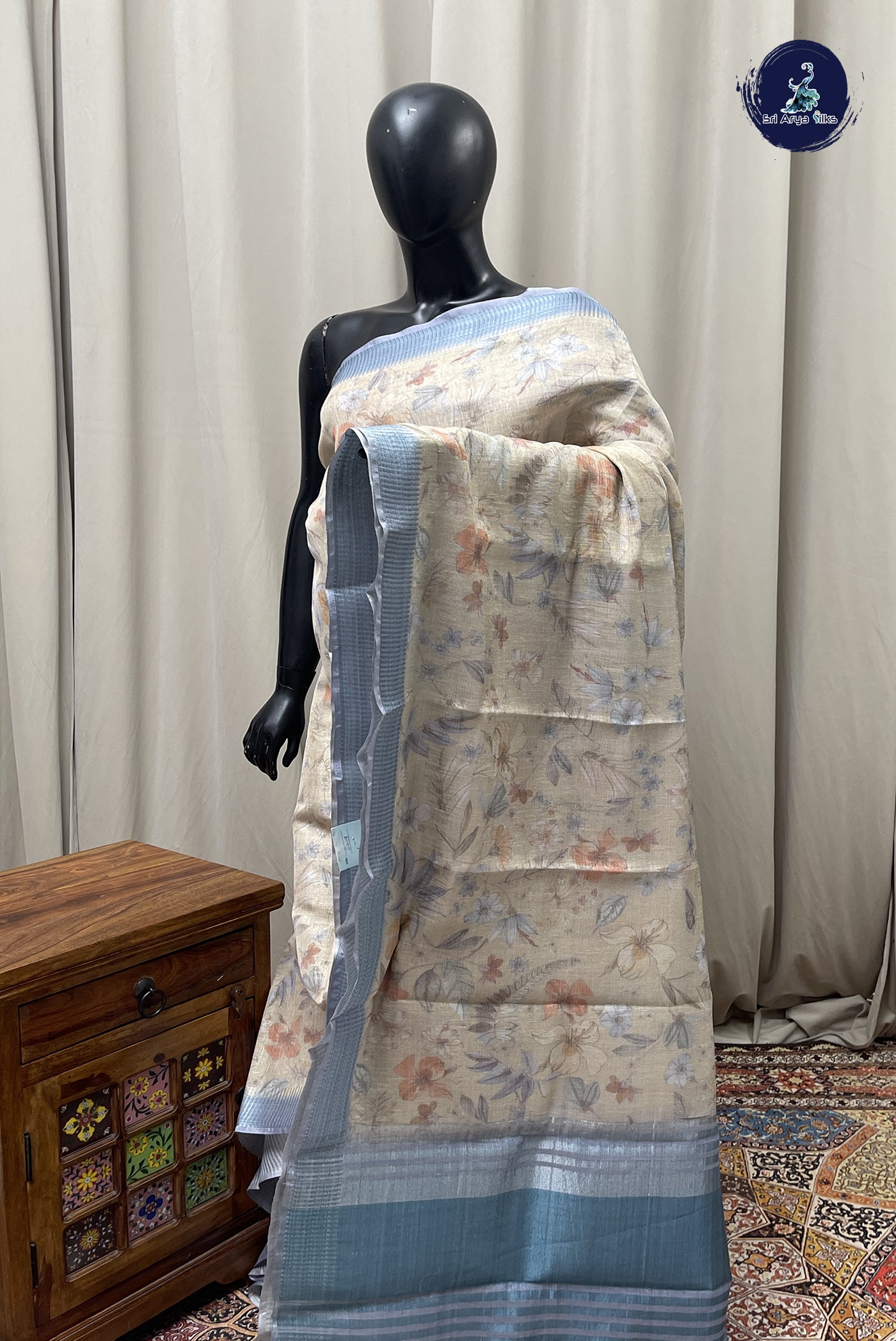 Ivory Function Wear Saree With Tissue Brocade Pattern