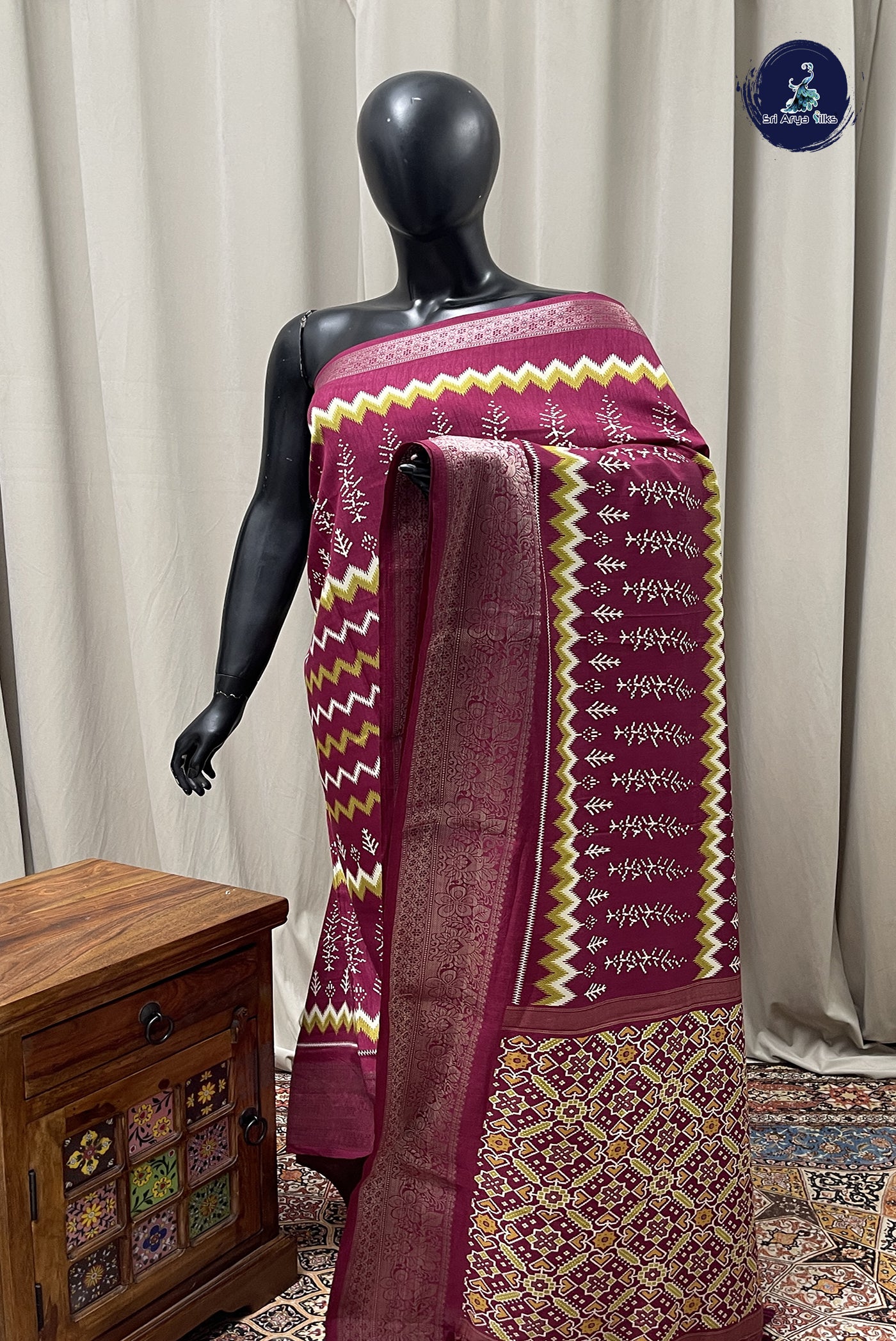BeetRoot Shade Casual Saree With Printed Pattern