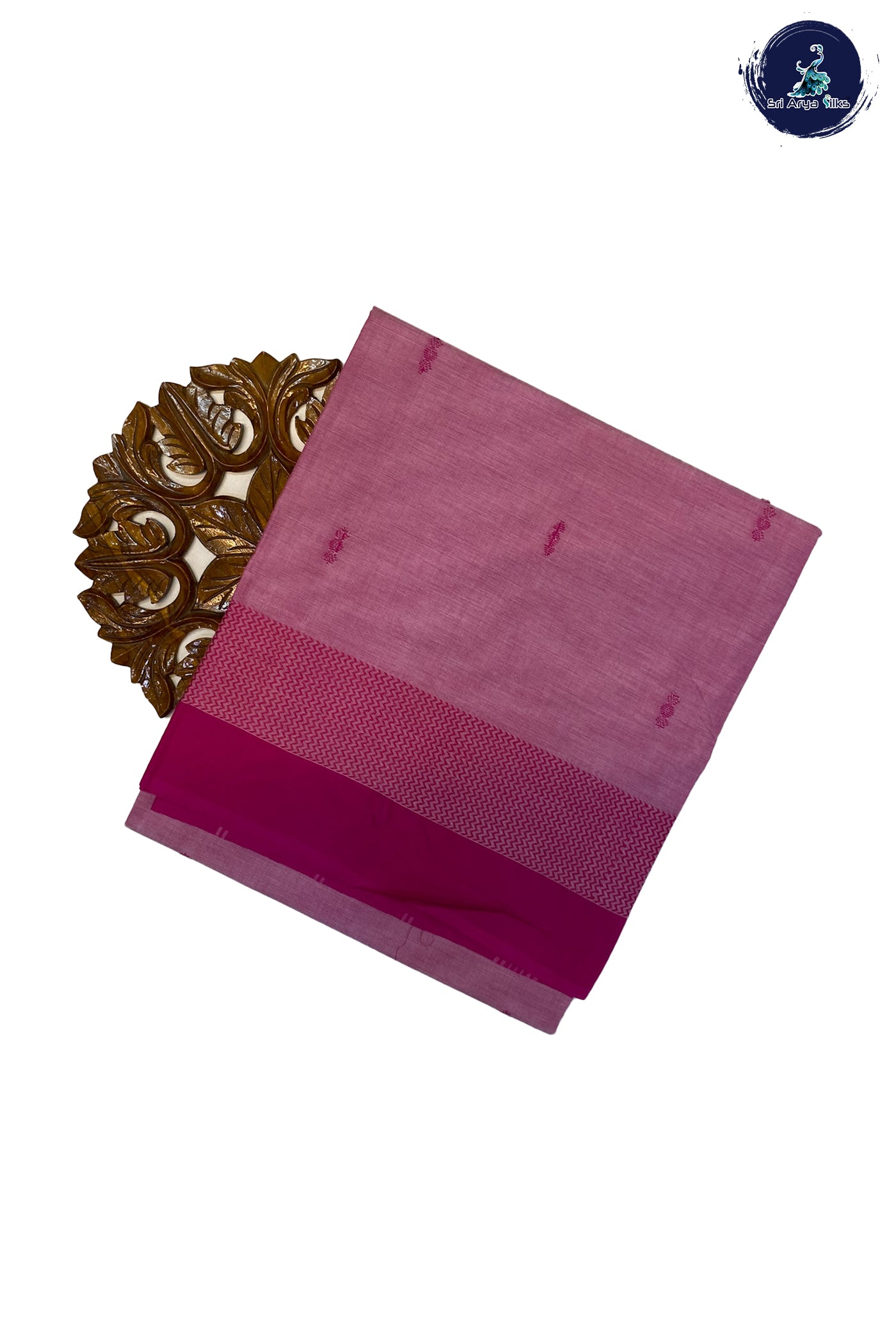 Light Pink Cotton Saree With Buttas Pattern