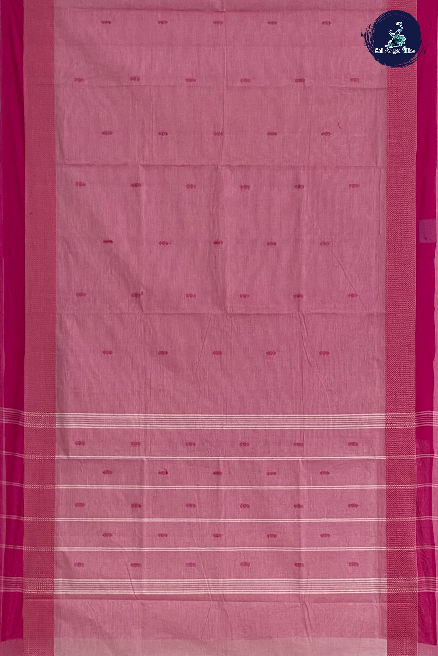 Light Pink Cotton Saree With Buttas Pattern