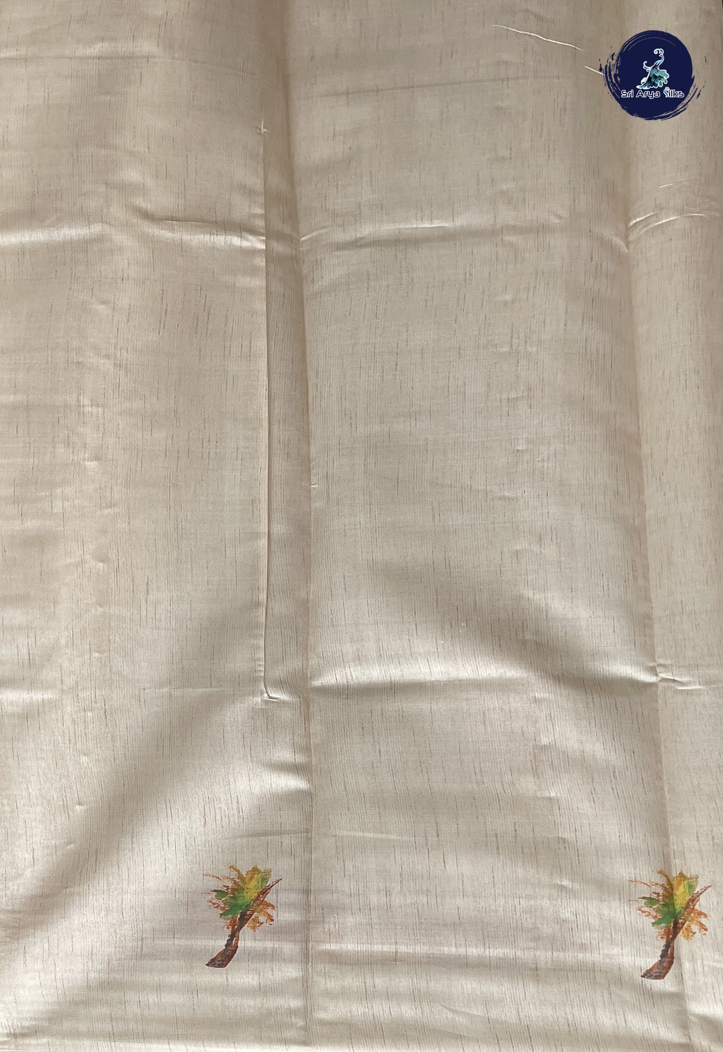 Ivory Raw Silk Saree With Printed Pattern