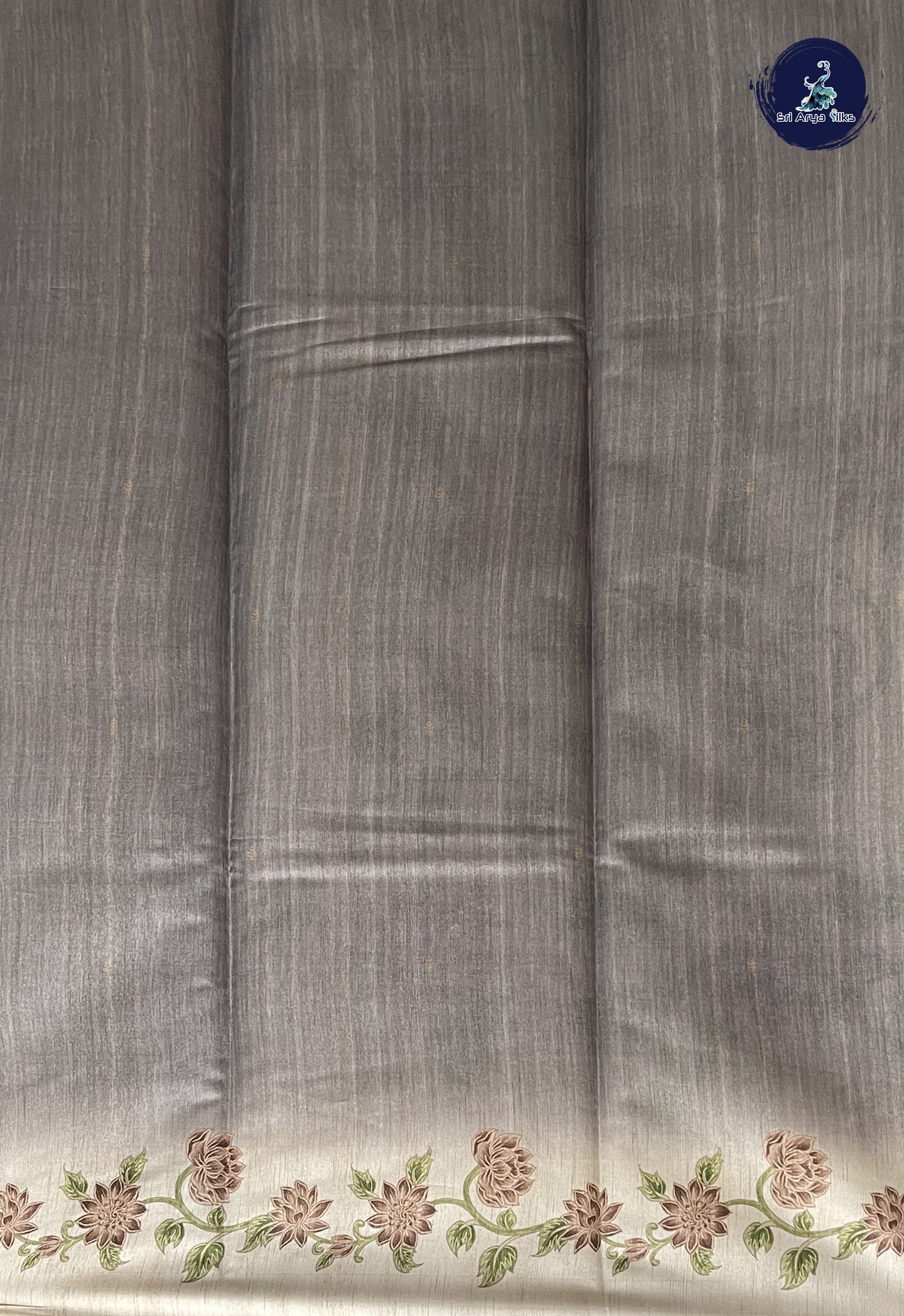 Ivory Raw Silk Saree With Printed Pattern