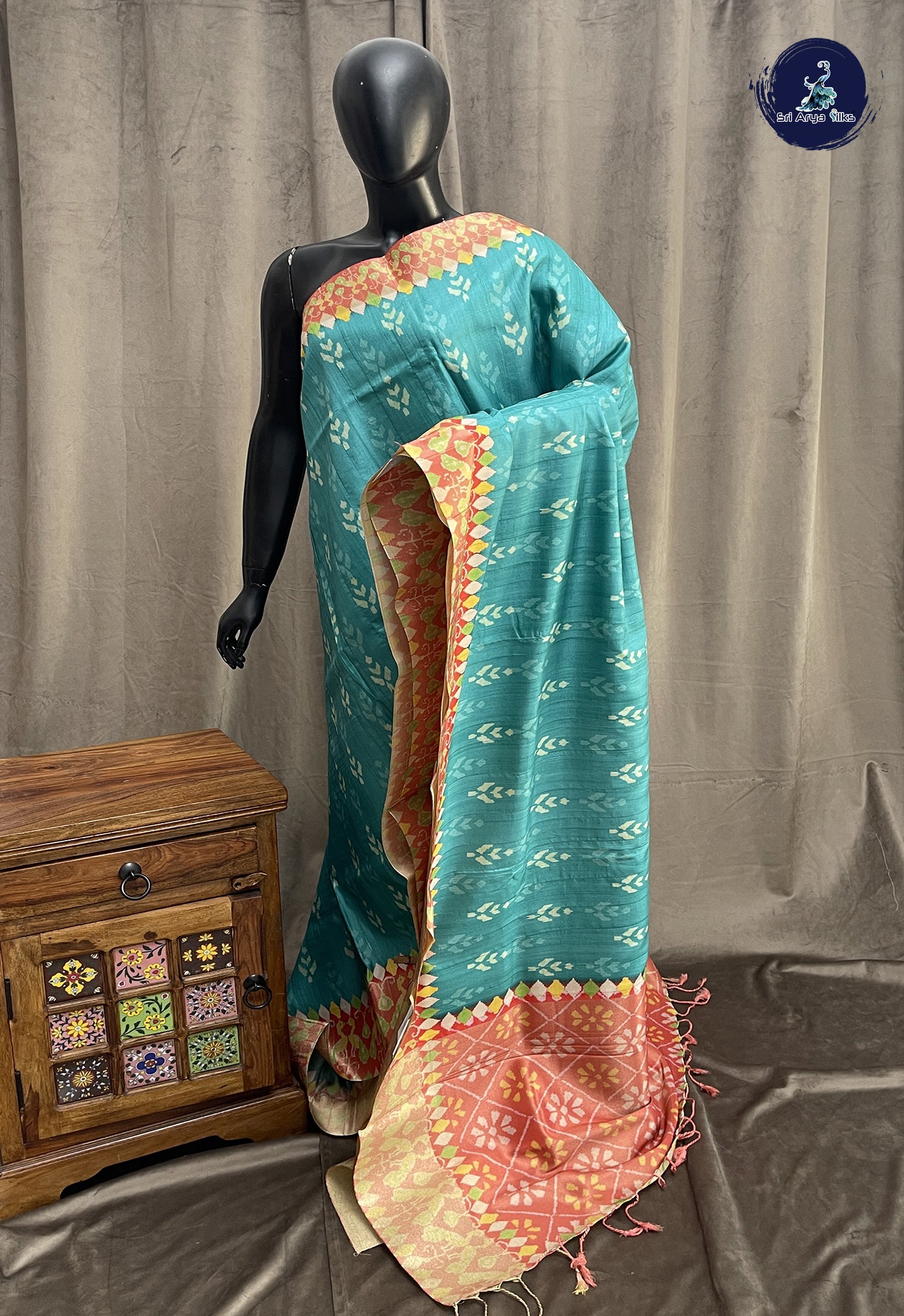 blue Semi Pattola Saree With Patola Pattern