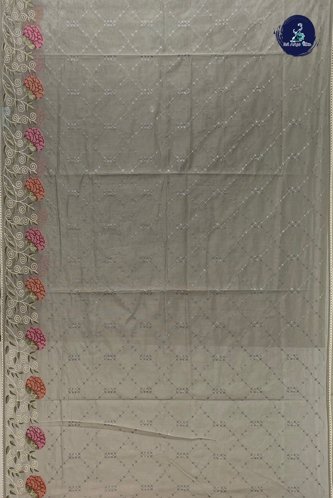Grey Kota Chanderi With Embroidery Pattern
