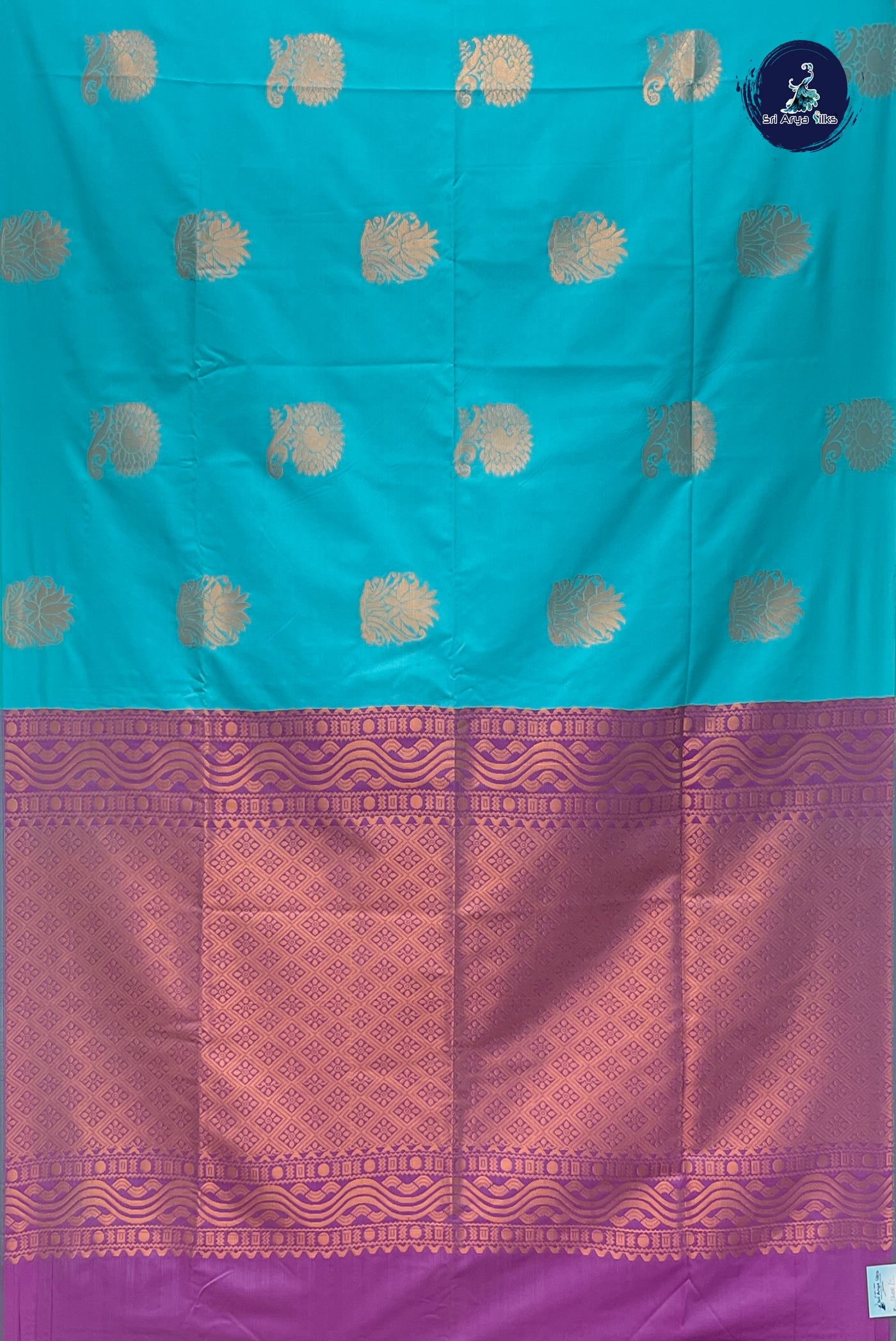 Light Blue Semi Silk Saree With Zari Buttas Pattern