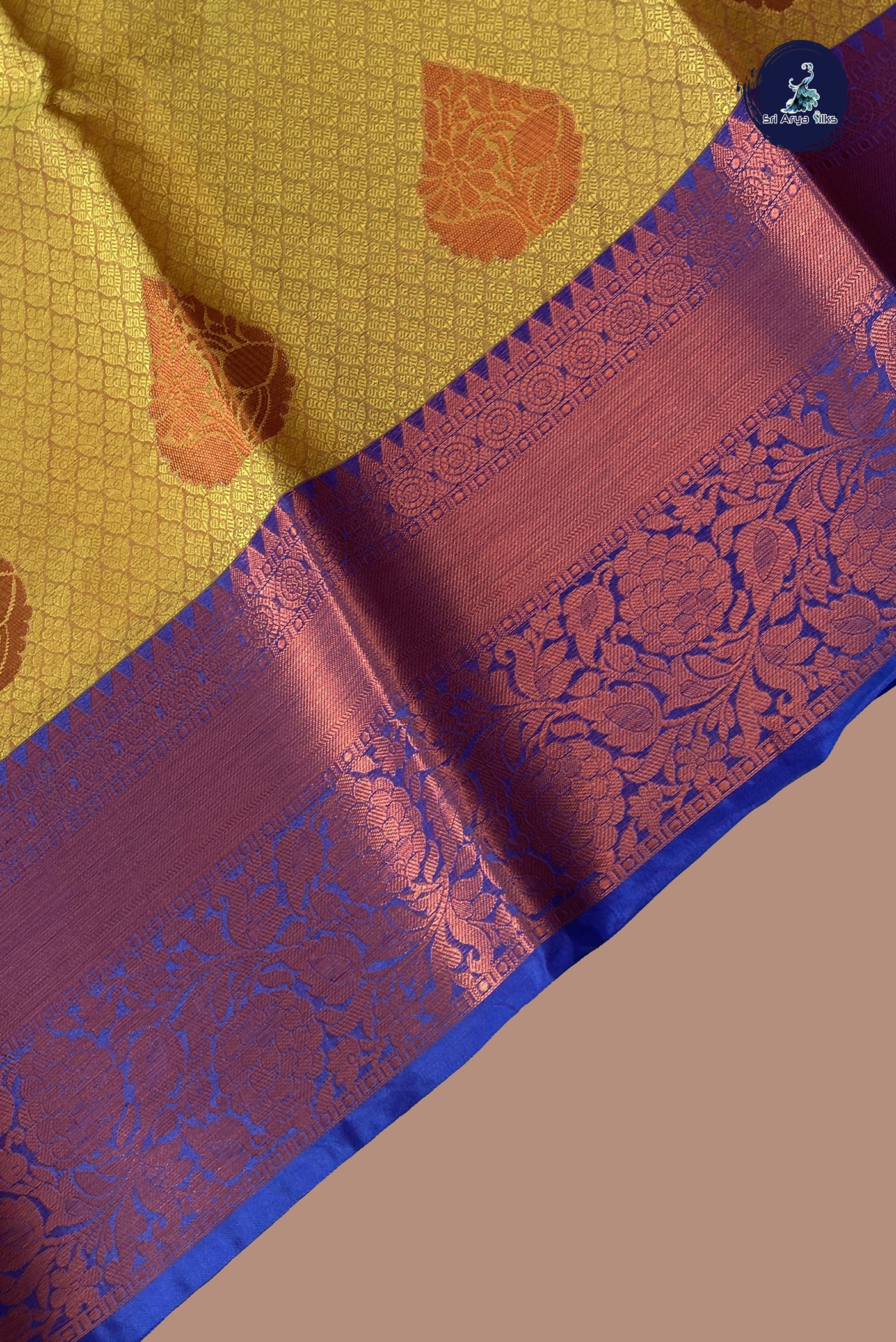 Yellow Semi Raw Silk  Saree With Embossed Pattern