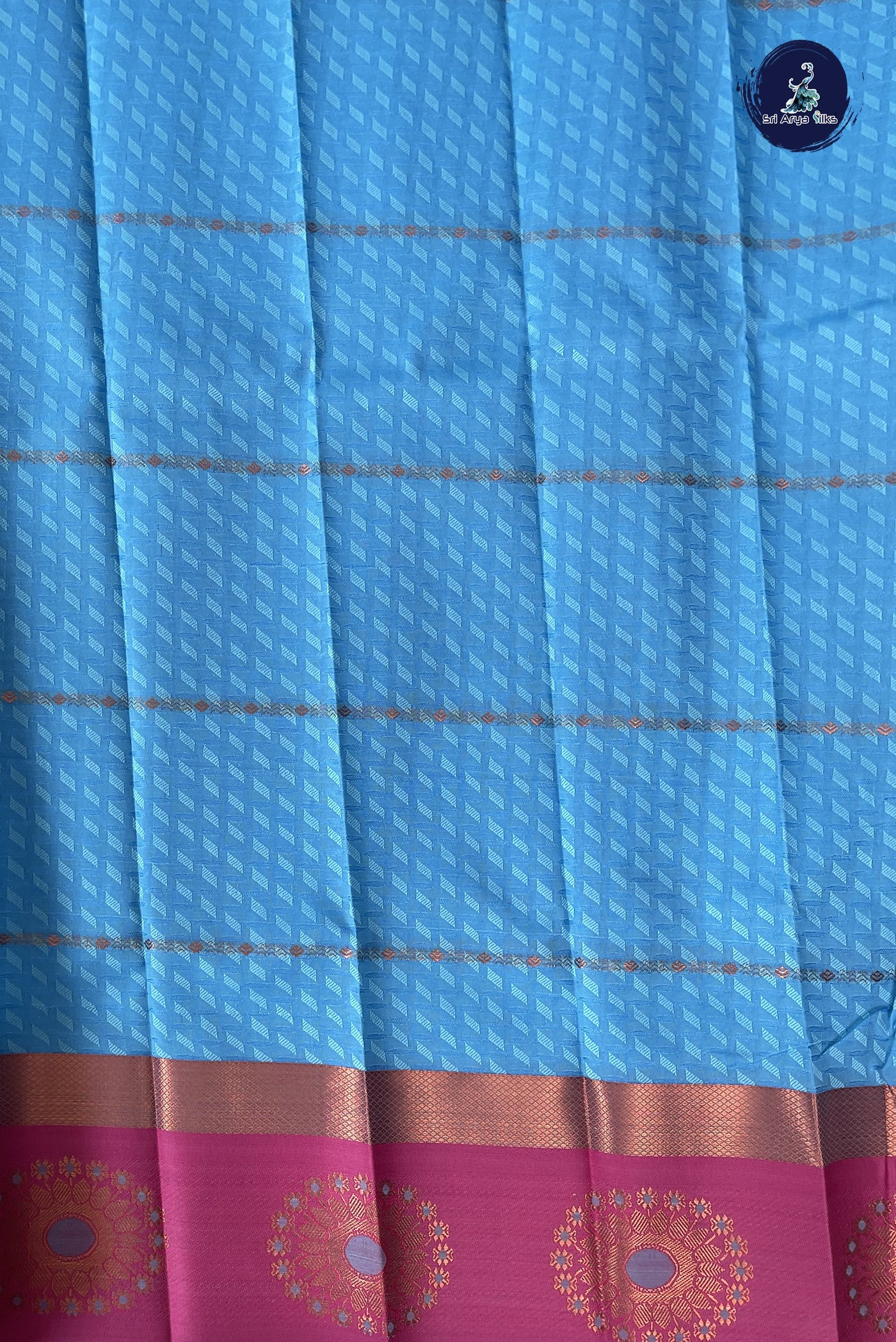 Blue Semi Silk Cotton Saree With Embossed  Pattern