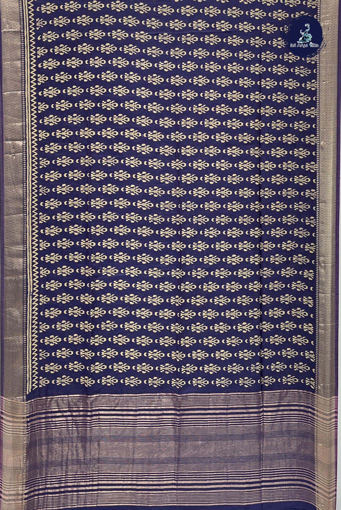 Blue Semi Dola Silk Saree With Printed Pattern